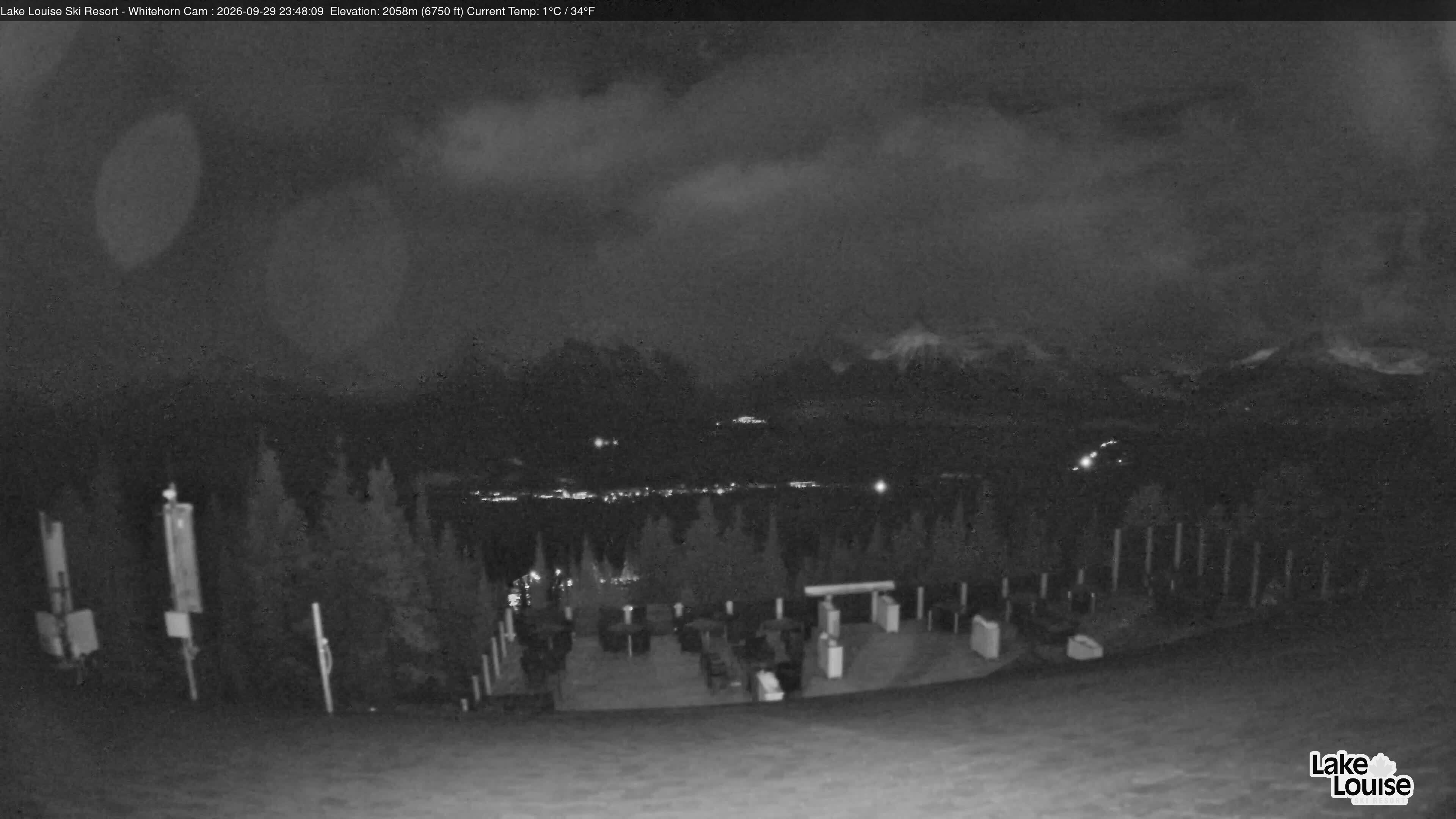 Ski Lake Louise Whitehorn Lodge snow cam captured at 29 September 2026 at 11:48 pm GMT-6
