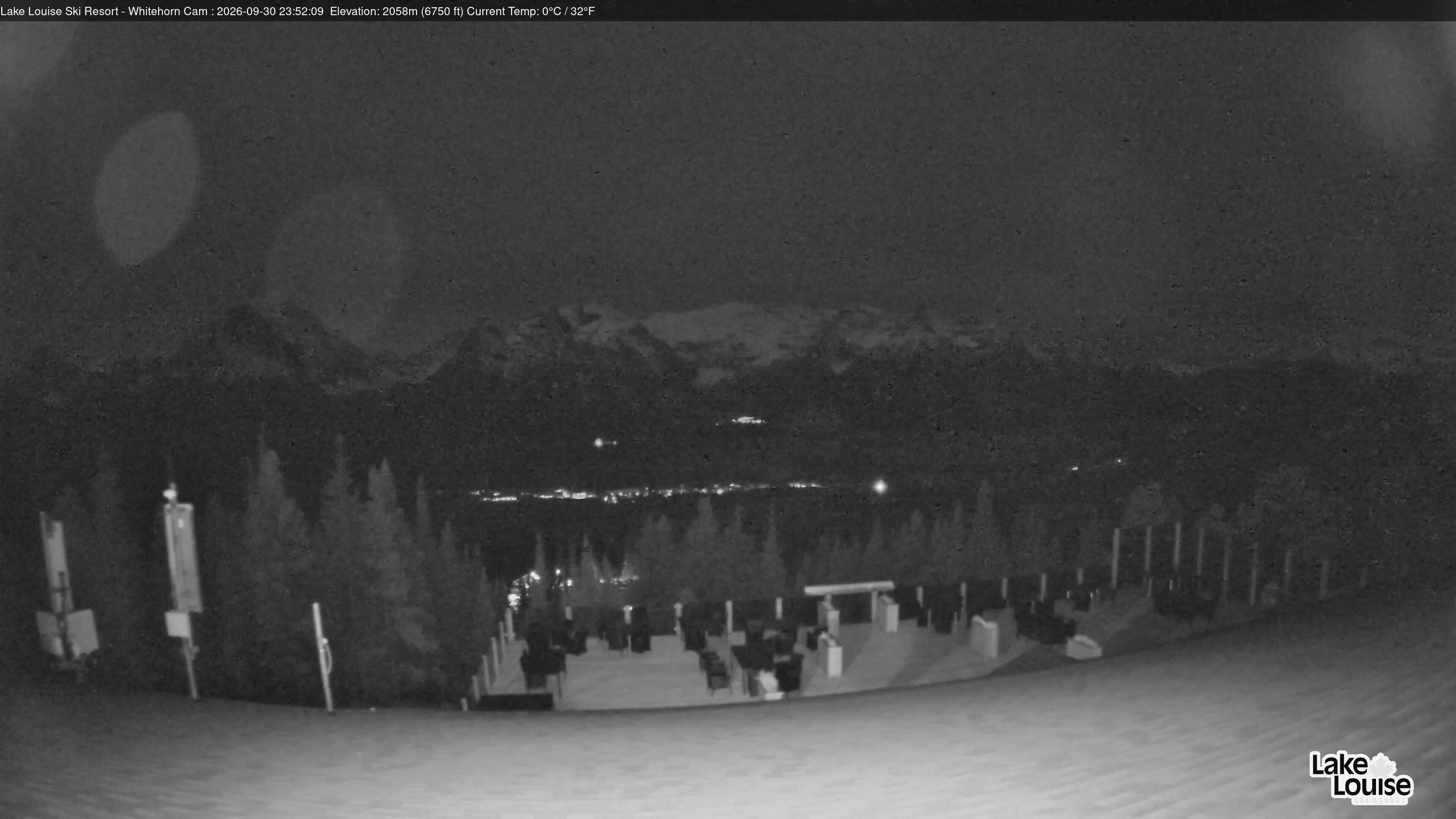Ski Lake Louise Whitehorn Lodge snow cam captured at 30 September 2026 at 11:52 pm GMT-6