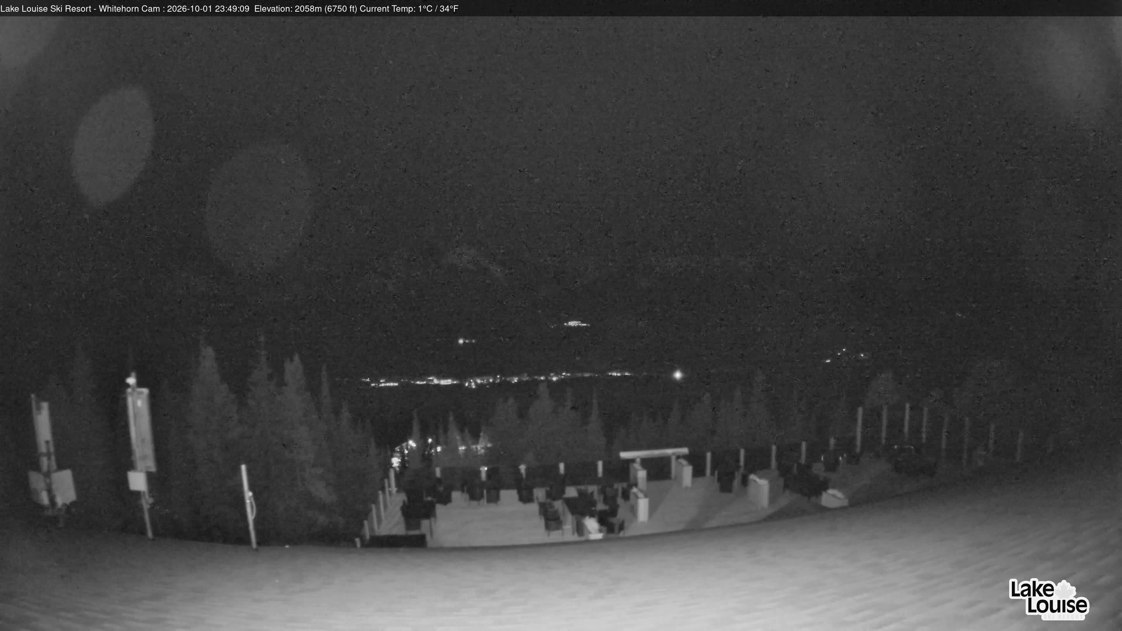 Ski Lake Louise Whitehorn Lodge snow cam captured at 1 October 2026 at 11:49 pm GMT-6
