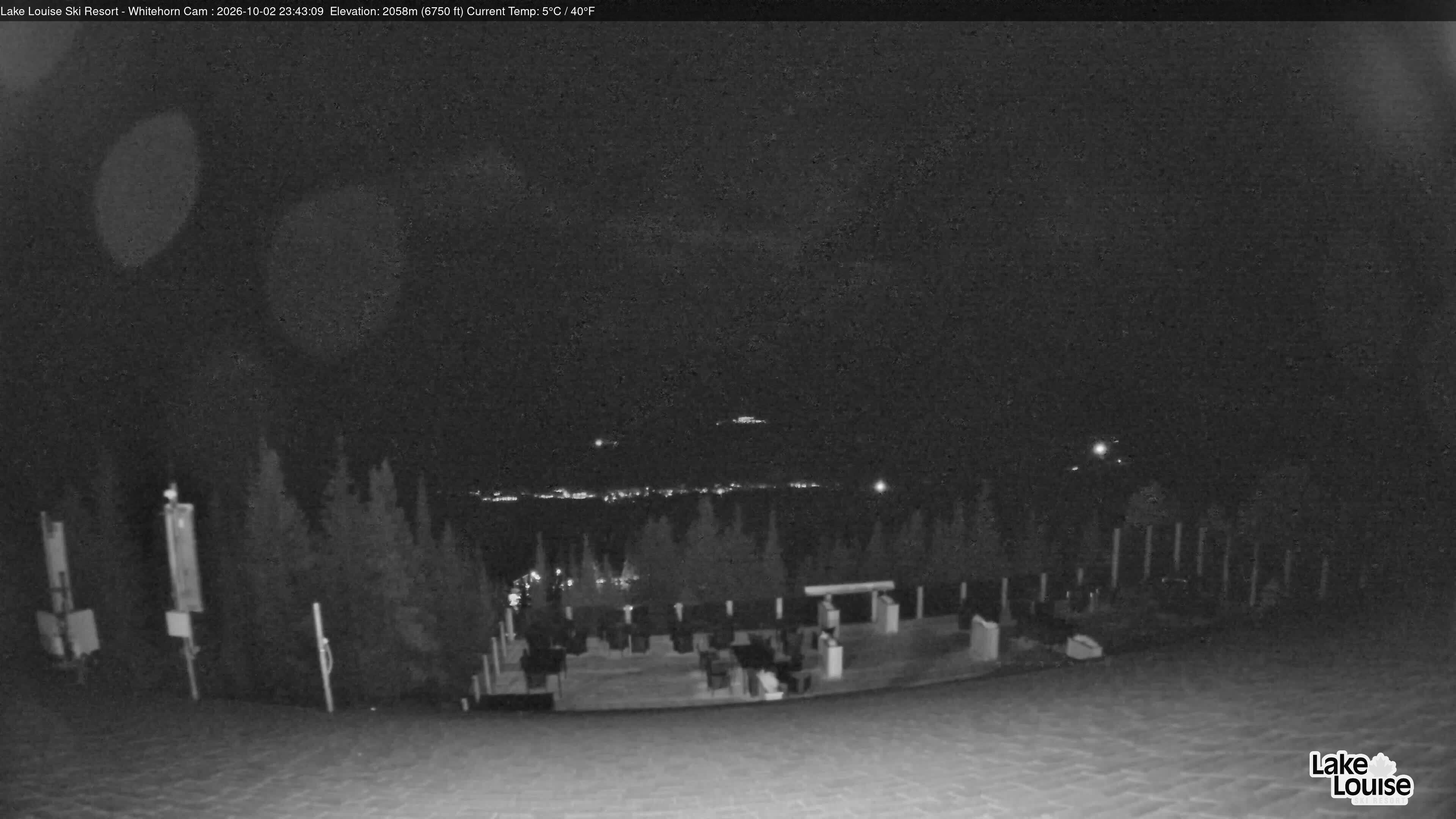 Ski Lake Louise Whitehorn Lodge snow cam captured at 2 October 2026 at 11:43 pm GMT-6