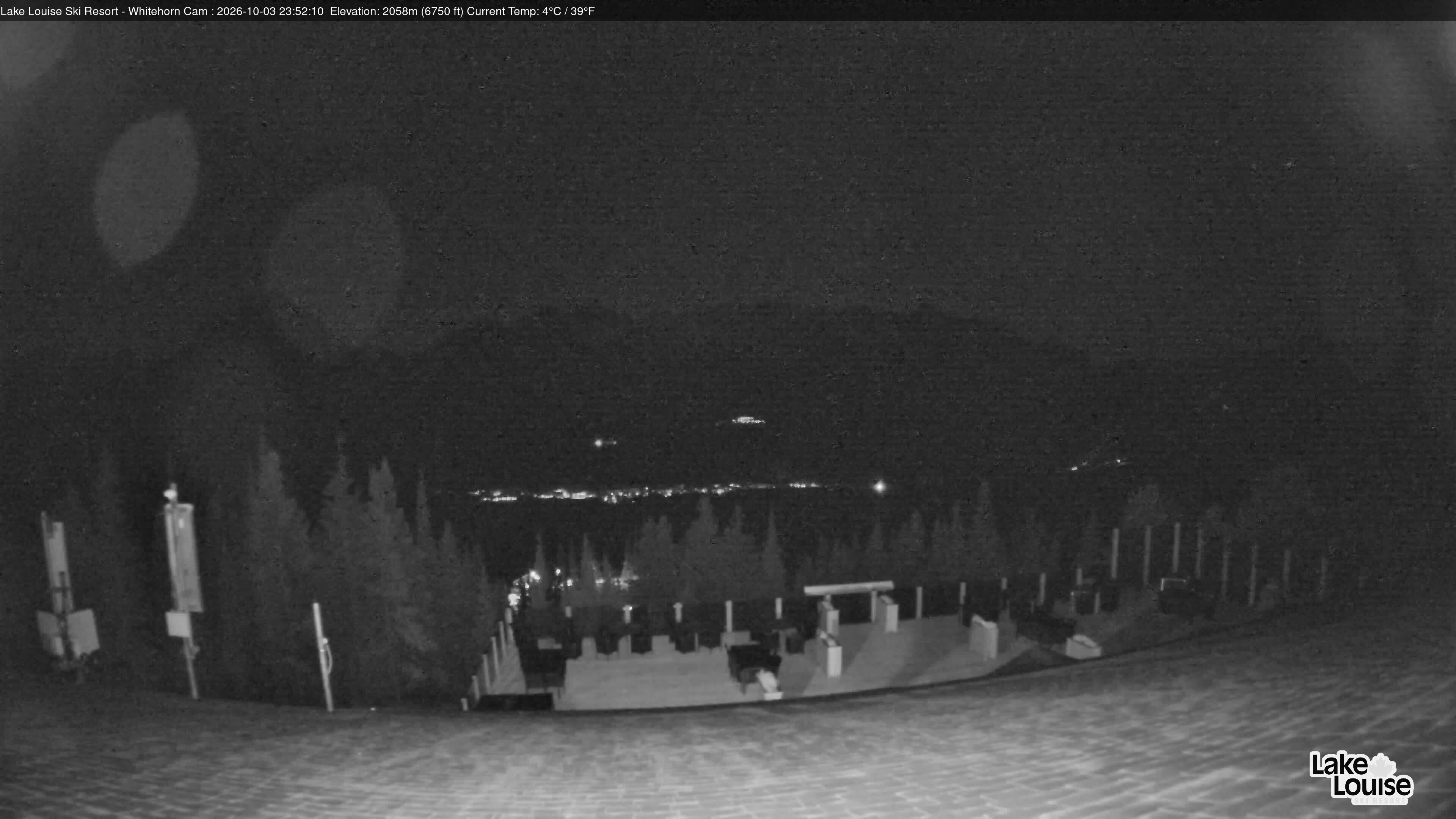 Ski Lake Louise Whitehorn Lodge snow cam captured at 3 October 2026 at 11:52 pm GMT-6