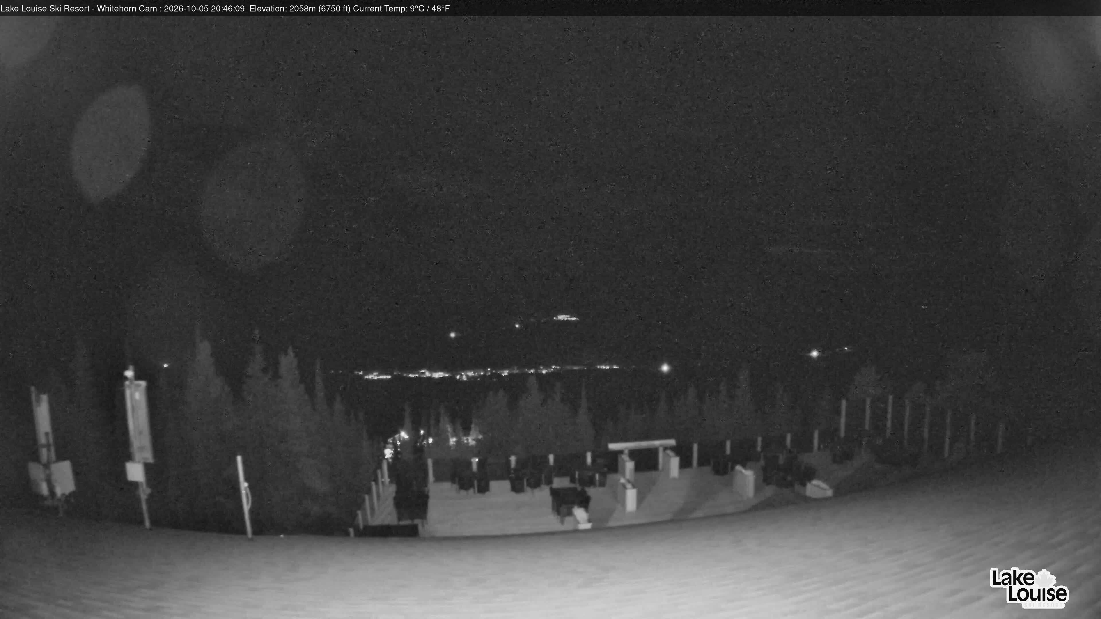 Ski Lake Louise Whitehorn Lodge snow cam captured at 5 October 2026 at 8:47 pm GMT-6