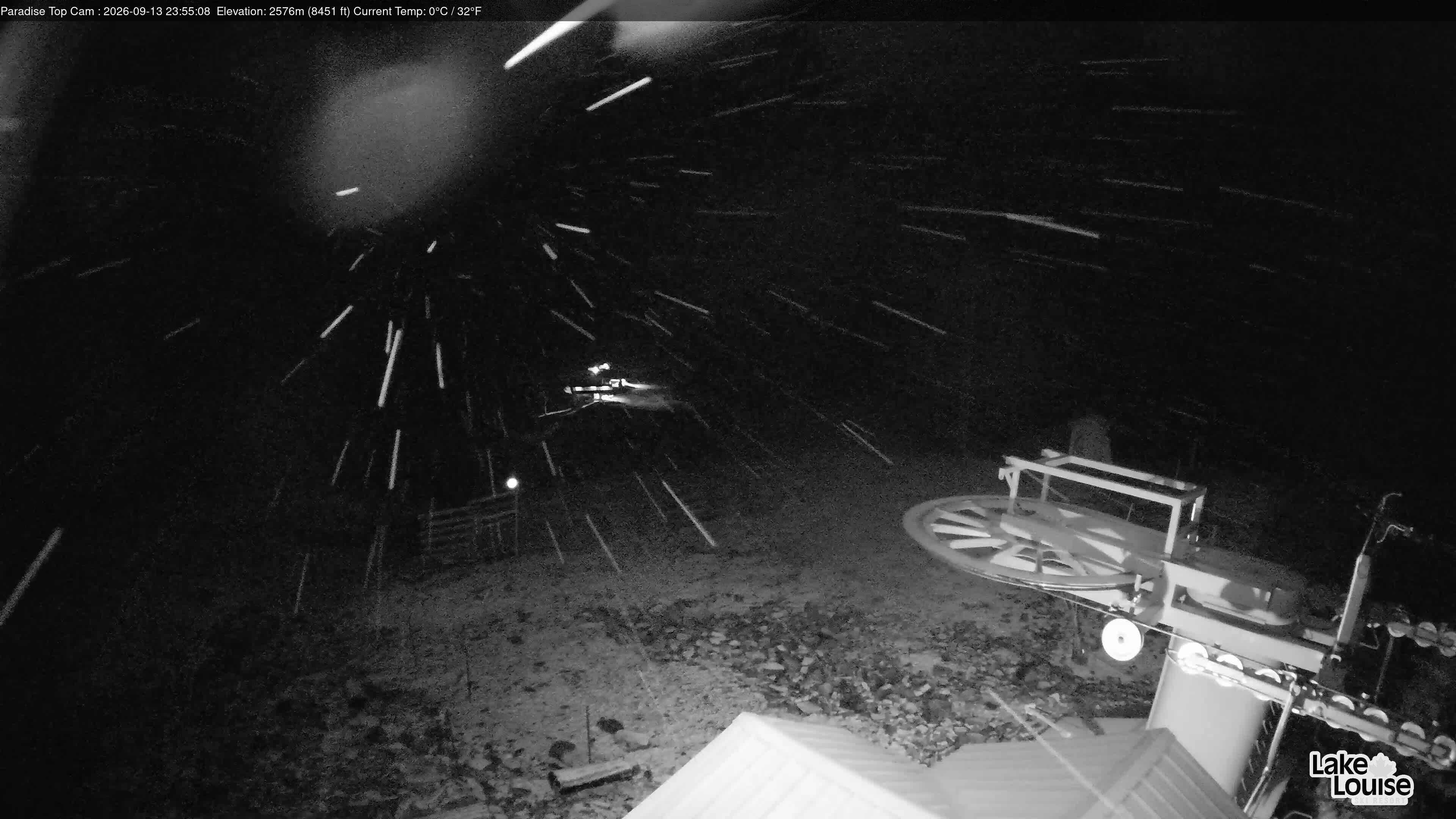 Ski Lake Louise Paradise Top toward Summit snow cam captured at 13 September 2026 at 11:55 pm GMT-6