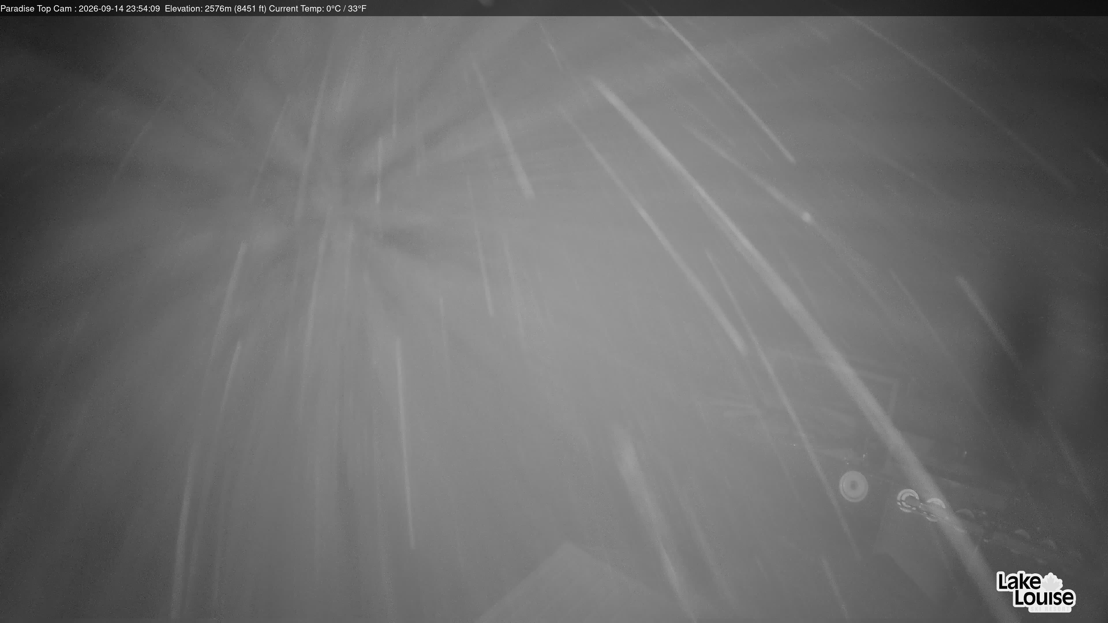 Ski Lake Louise Paradise Top toward Summit snow cam captured at 14 September 2026 at 11:54 pm GMT-6