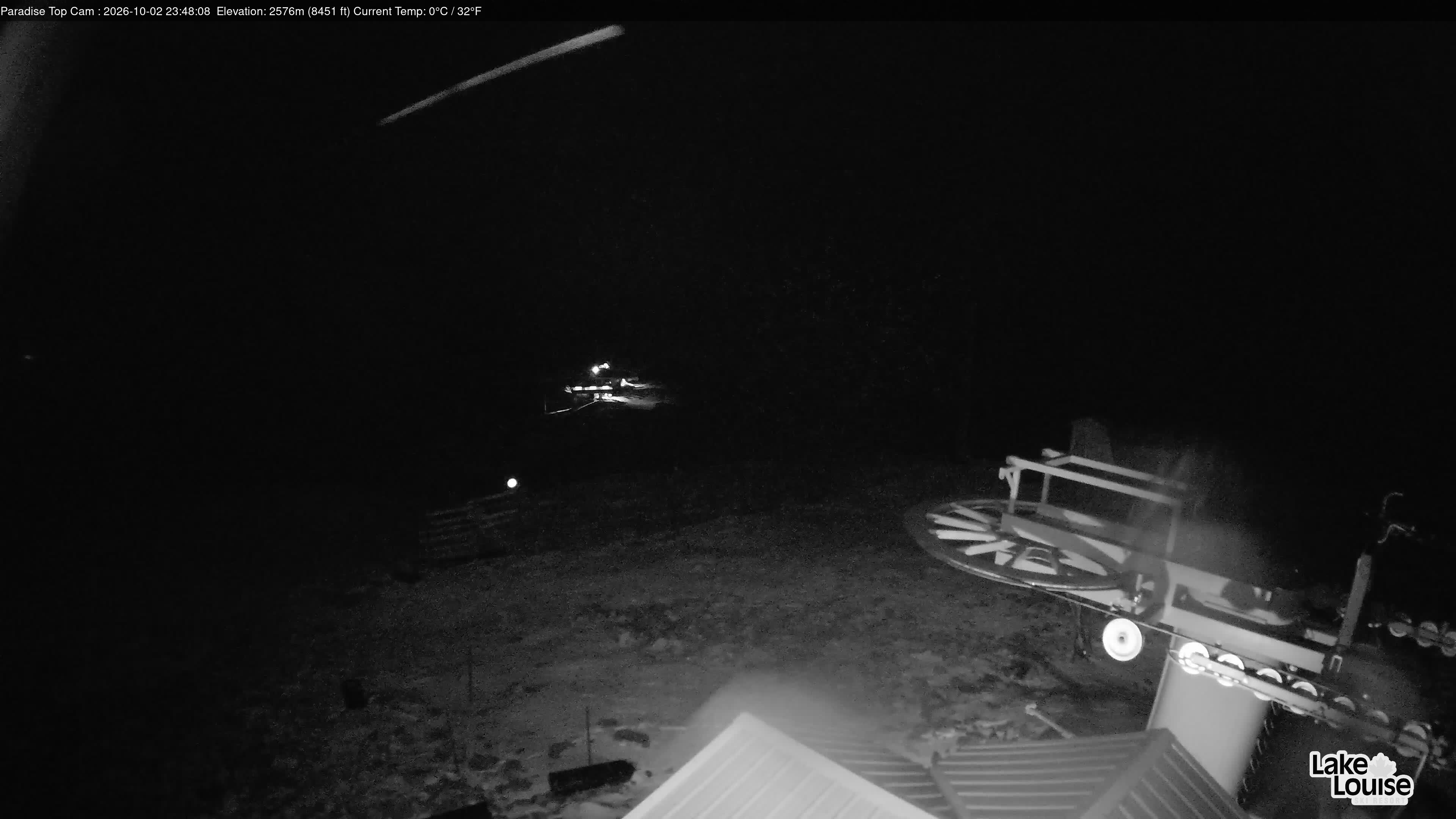 Ski Lake Louise Paradise Top toward Summit snow cam captured at 2 October 2026 at 11:48 pm GMT-6