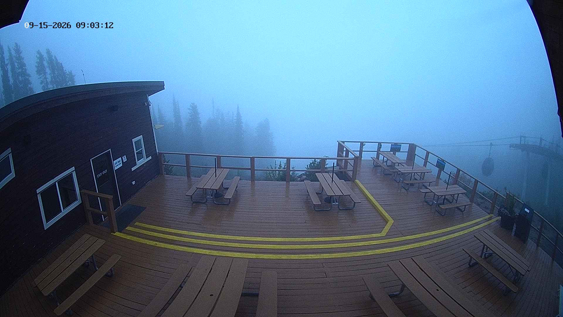 Revelstoke Upper Gondola snow cam captured at 15 September 2026 at 9:07 am GMT-7