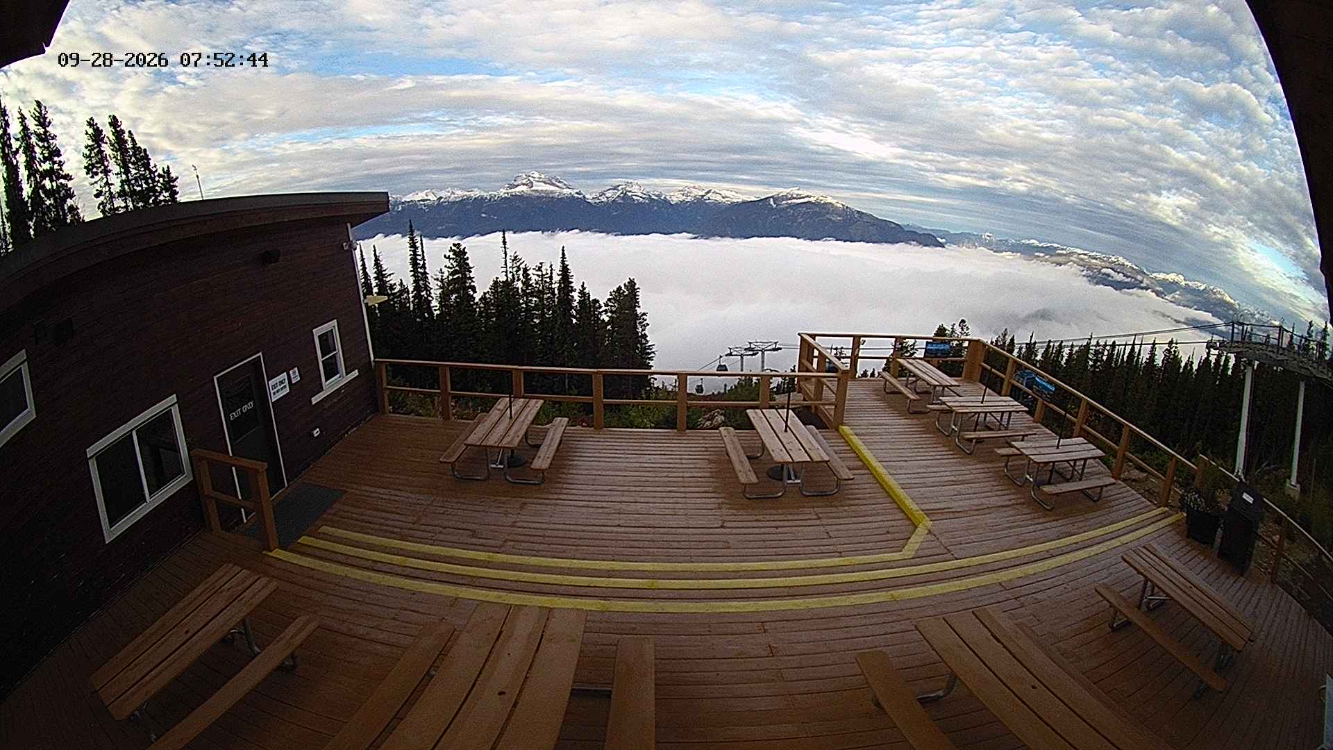 Revelstoke Upper Gondola snow cam captured at 28 September 2026 at 8:03 am GMT-7