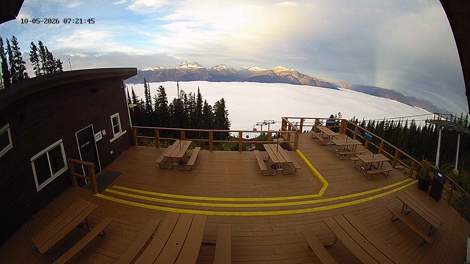 Revelstoke Upper Gondola snow cam captured at 5 October 2026 at 7:23 am GMT-7