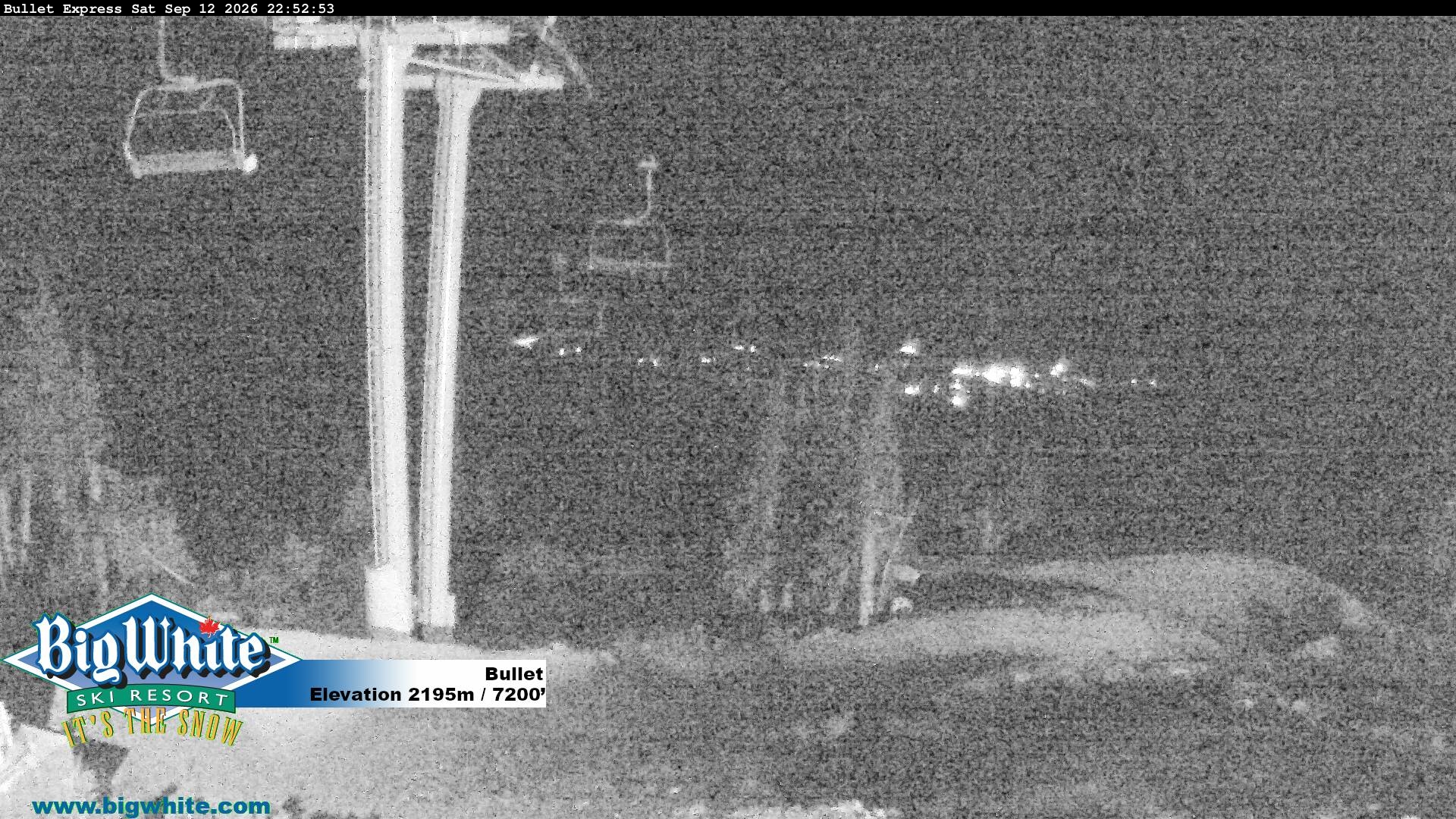 Big White Bullet Express snow cam captured at 13 September 2026 at 12:09 am GMT-7