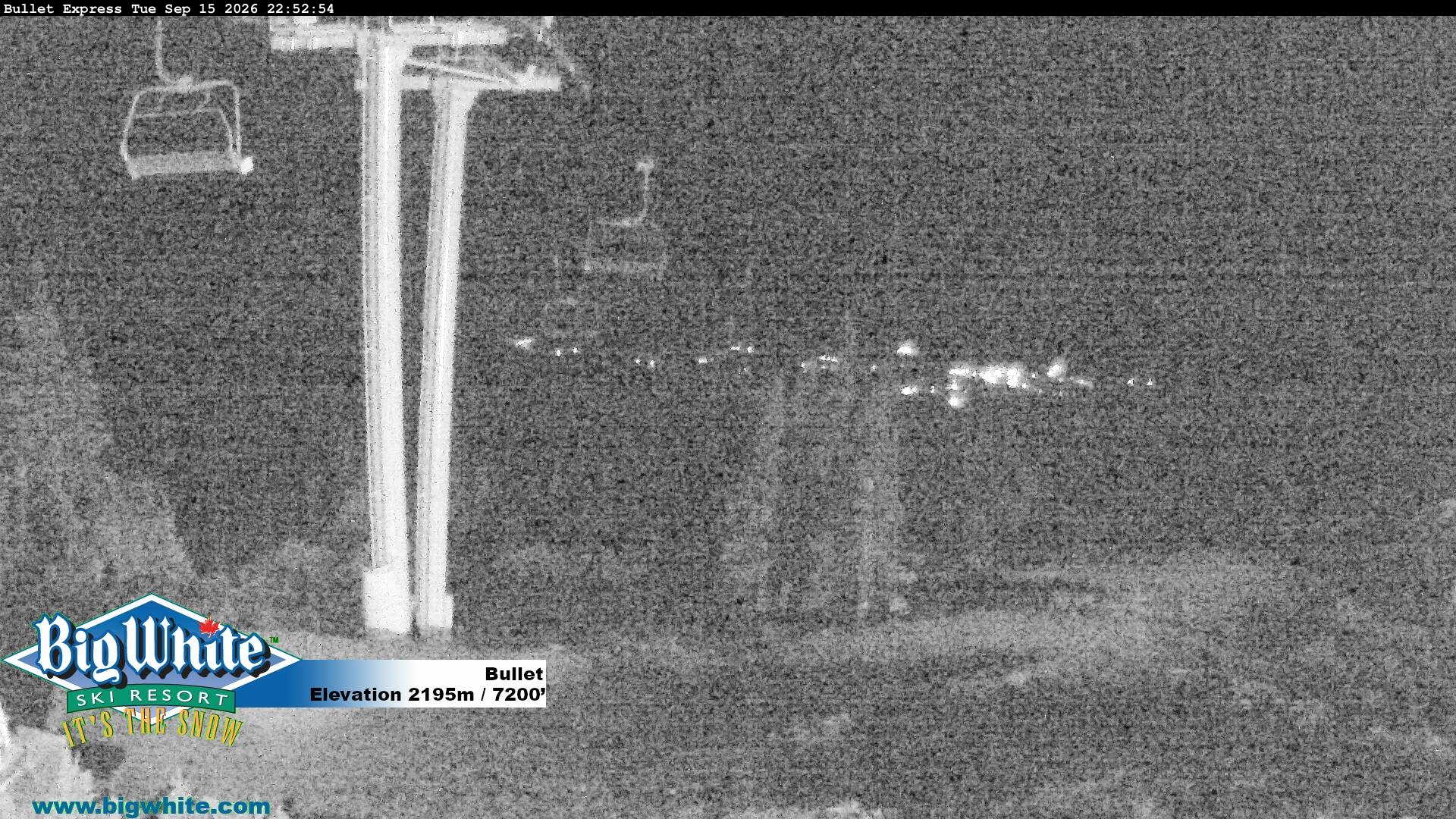 Big White Bullet snow cam captured at 15 September 2026 at 10:58 pm GMT-7