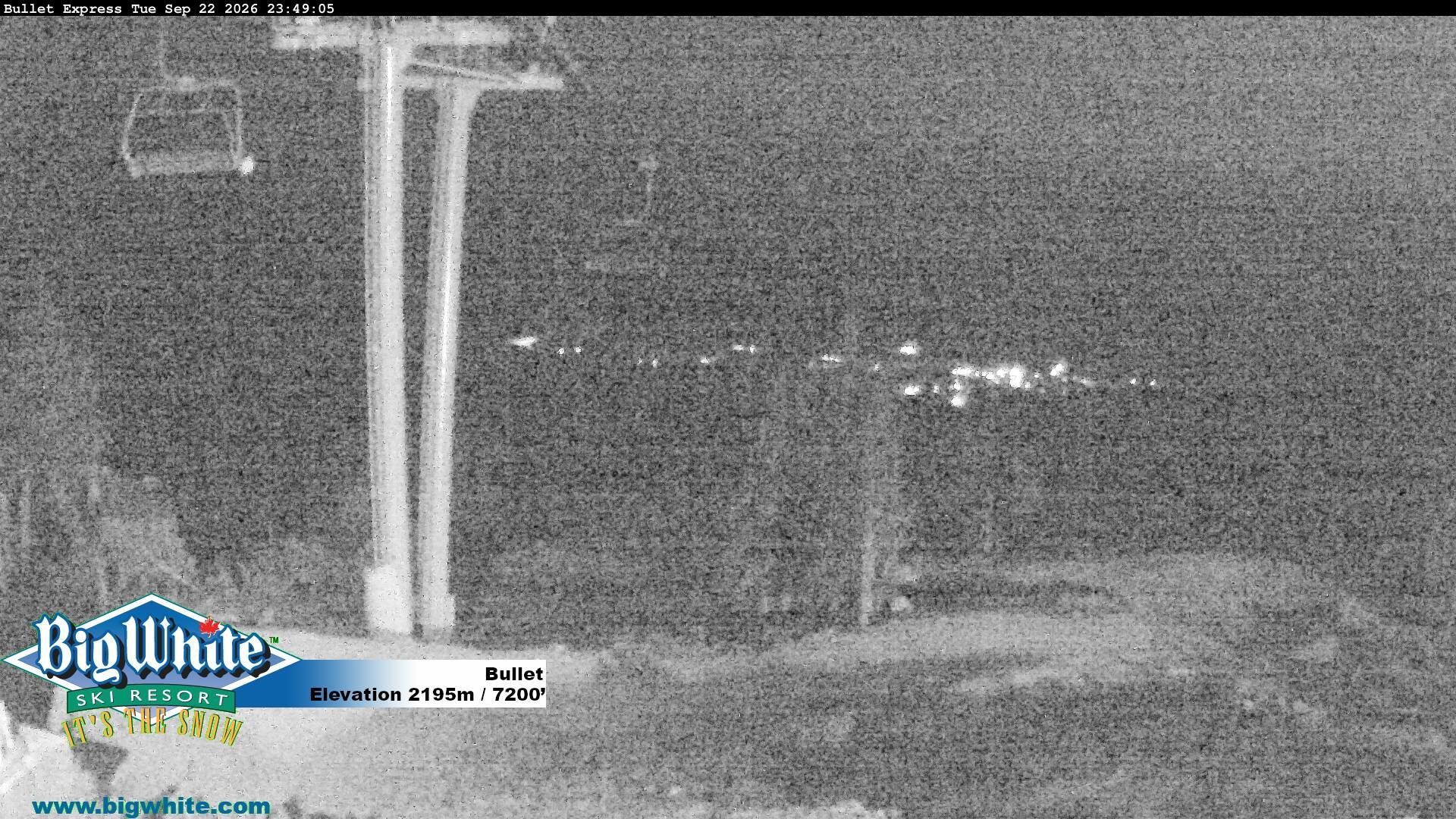 Big White Bullet snow cam captured at 22 September 2026 at 11:52 pm GMT-7