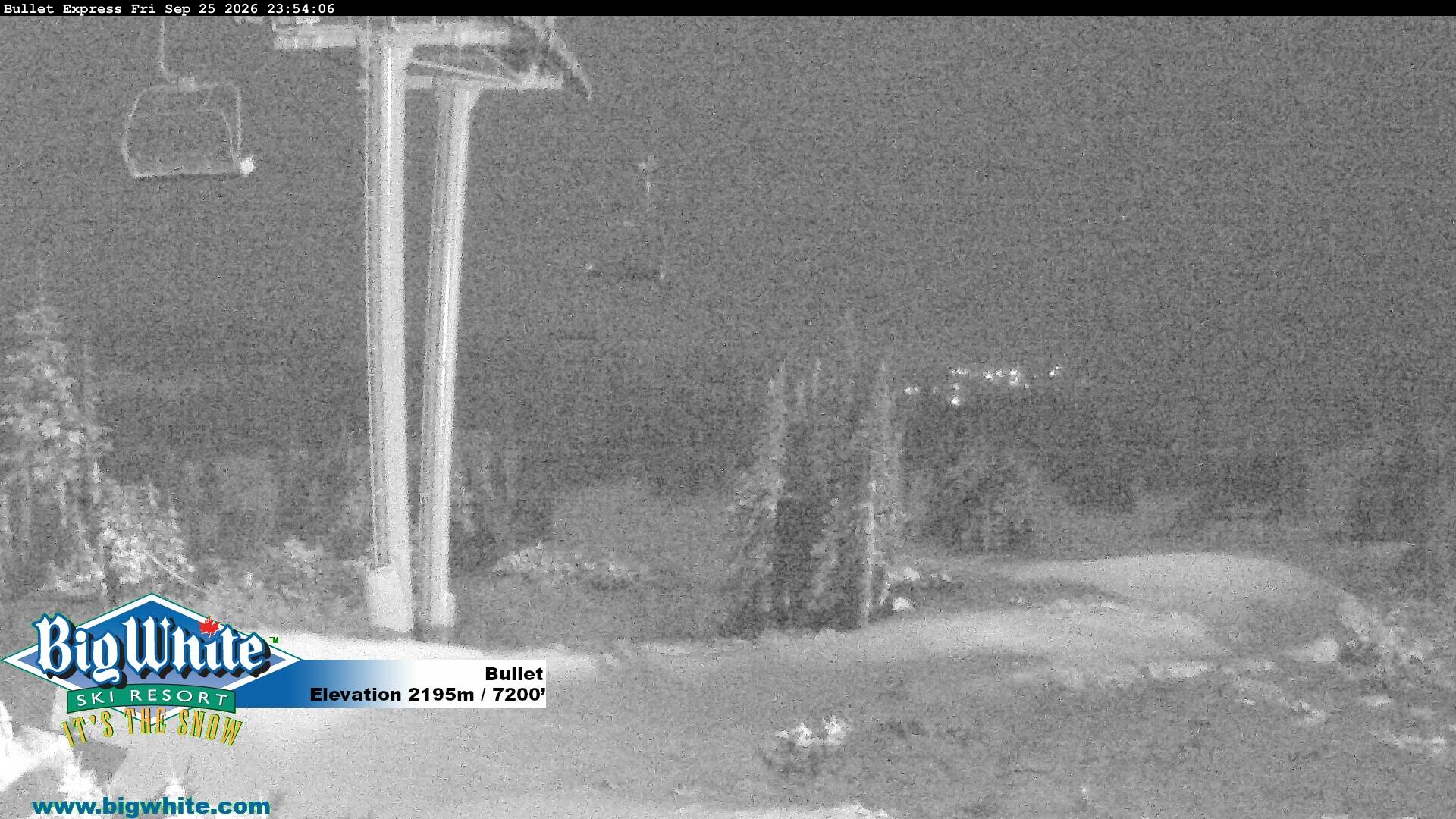 Big White Bullet snow cam captured at 25 September 2026 at 11:56 pm GMT-7