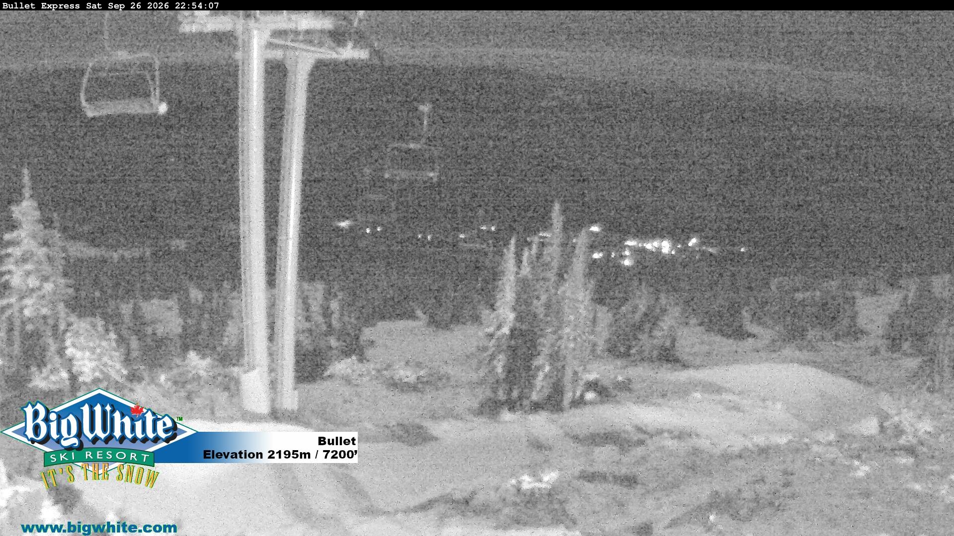 Big White Bullet snow cam captured at 26 September 2026 at 10:58 pm GMT-7