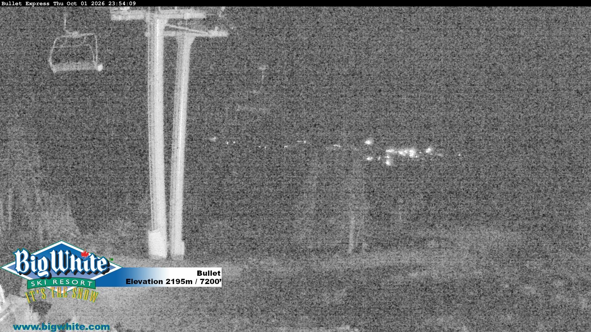 Big White Bullet snow cam captured at 1 October 2026 at 11:58 pm GMT-7
