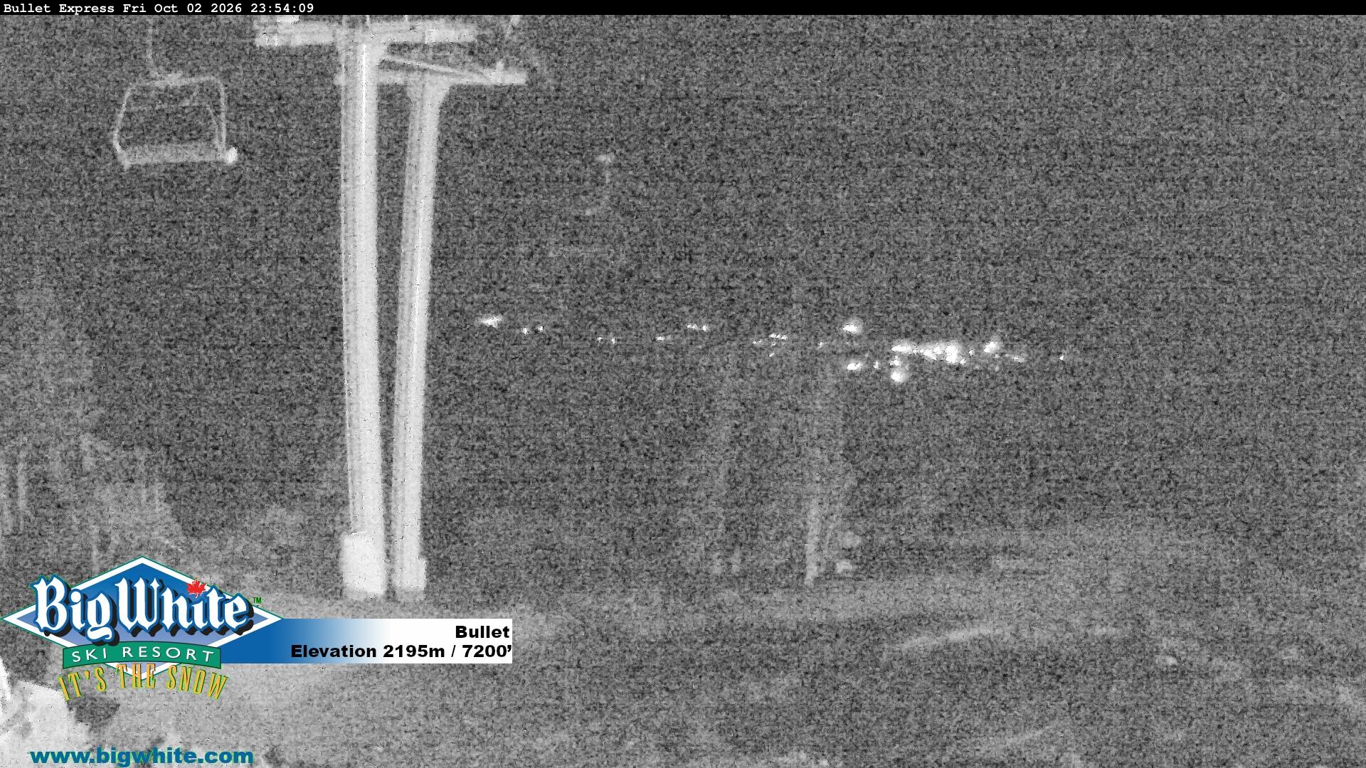 Big White Bullet snow cam captured at 2 October 2026 at 11:59 pm GMT-7