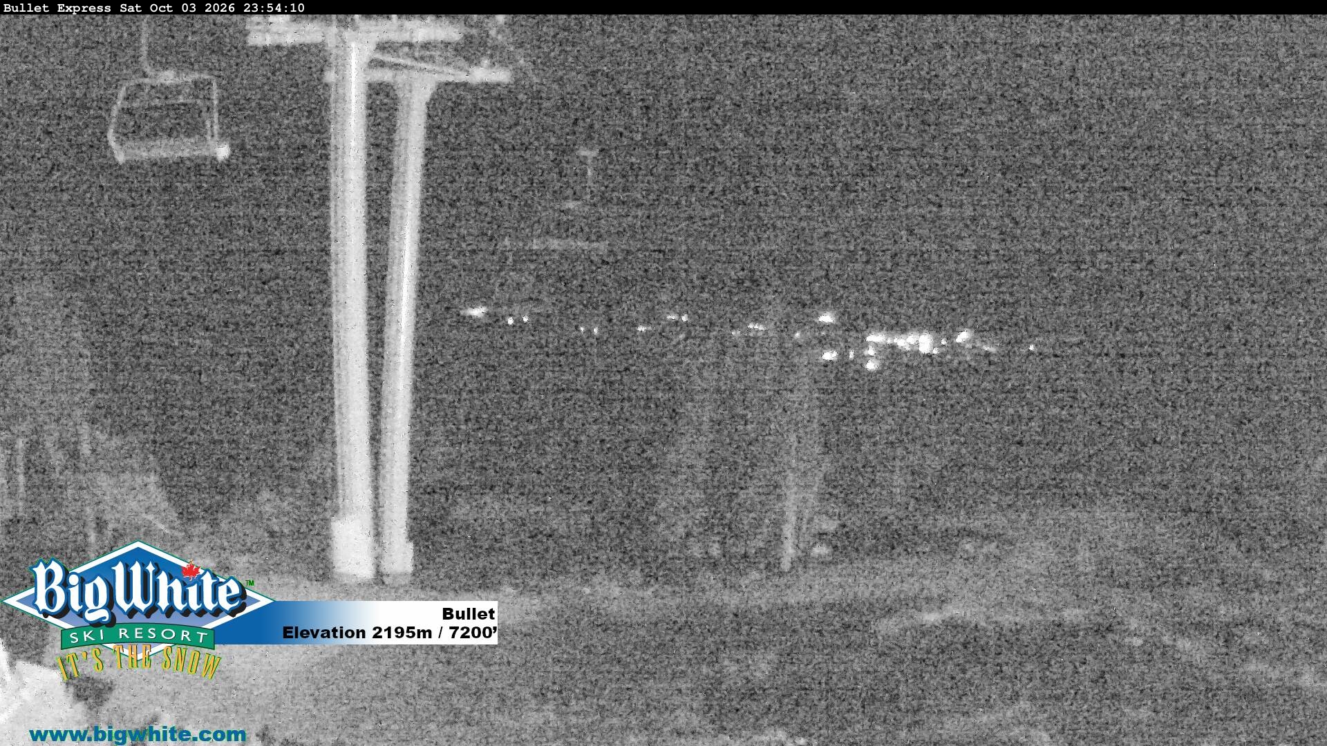 Big White Bullet snow cam captured at 3 October 2026 at 11:59 pm GMT-7