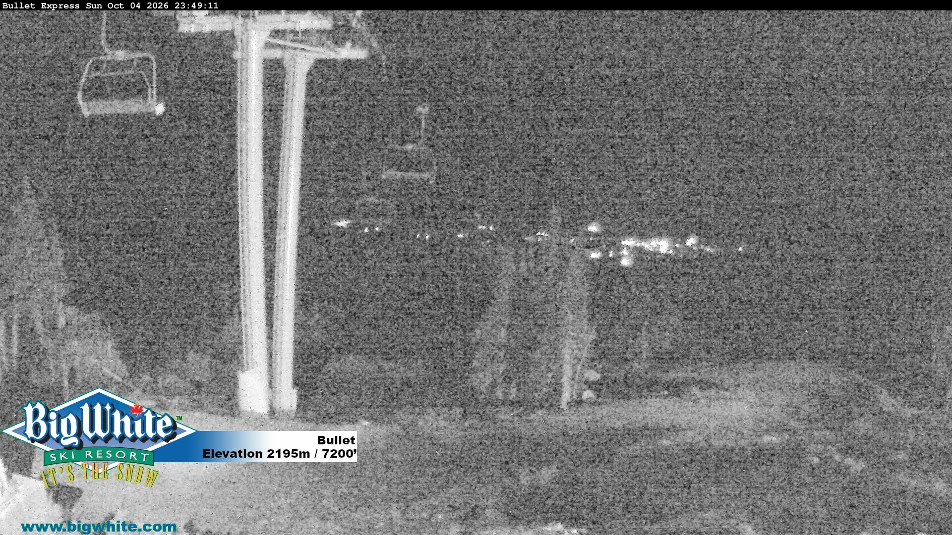 Big White Bullet snow cam captured at 4 October 2026 at 11:51 pm GMT-7