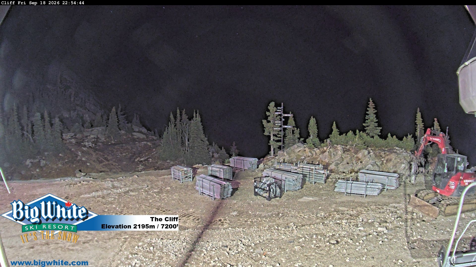 Big White The Cliff snow cam captured at 18 September 2026 at 11:04 pm GMT-7