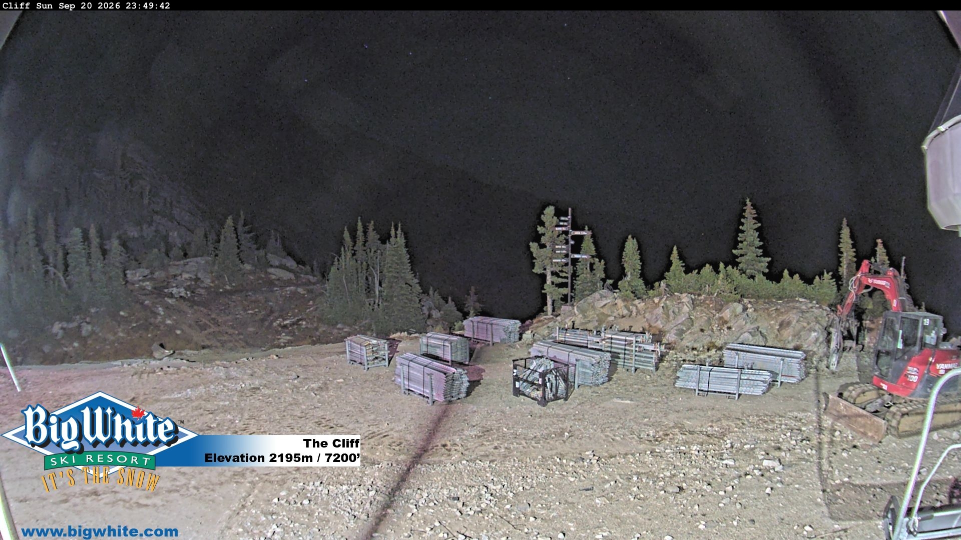 Big White The Cliff snow cam captured at 20 September 2026 at 11:51 pm GMT-7