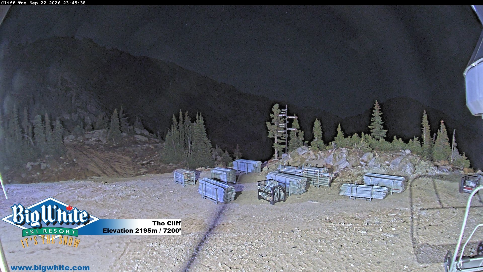 Big White The Cliff snow cam captured at 22 September 2026 at 11:52 pm GMT-7