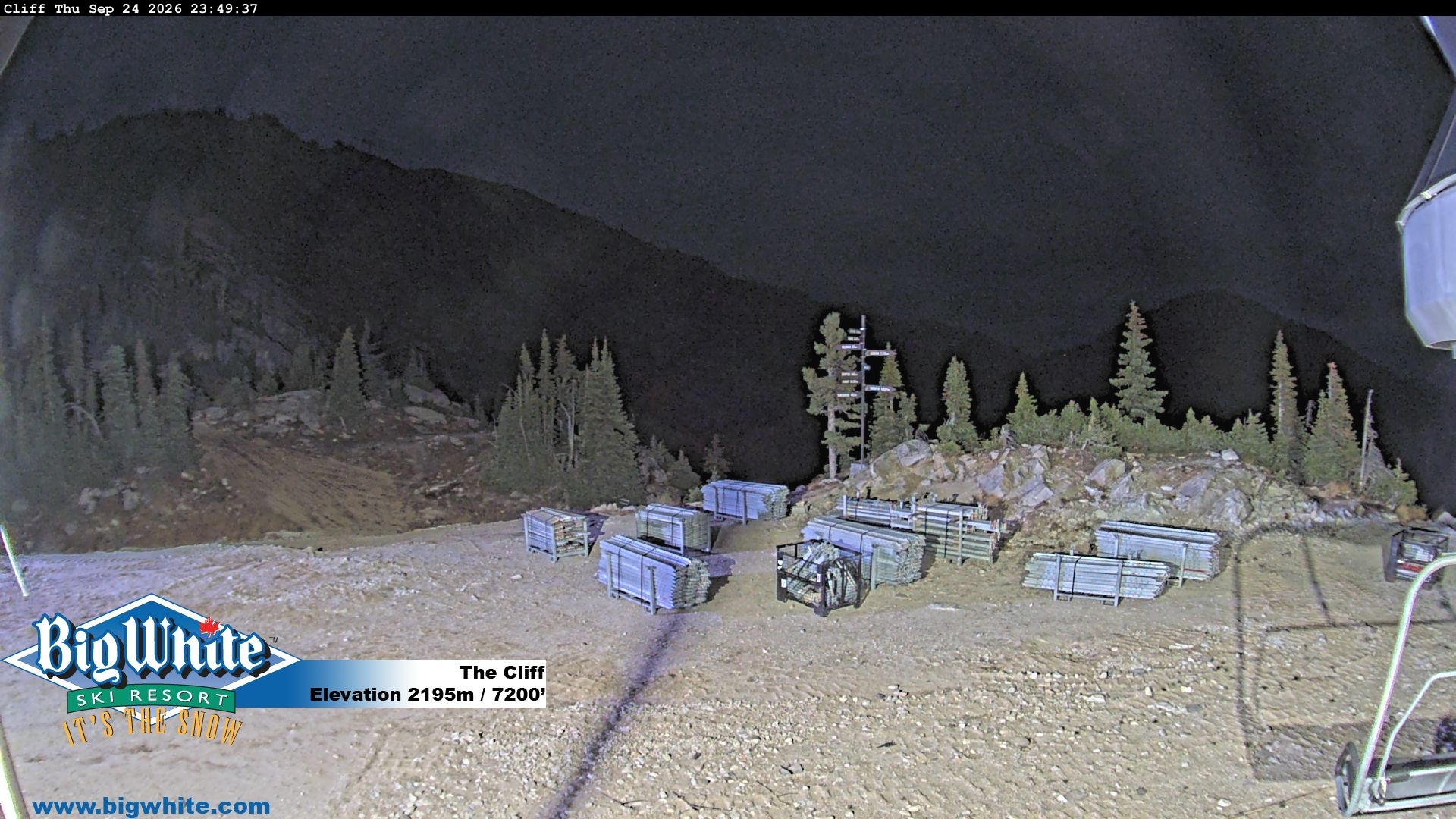 Big White The Cliff snow cam captured at 24 September 2026 at 11:55 pm GMT-7