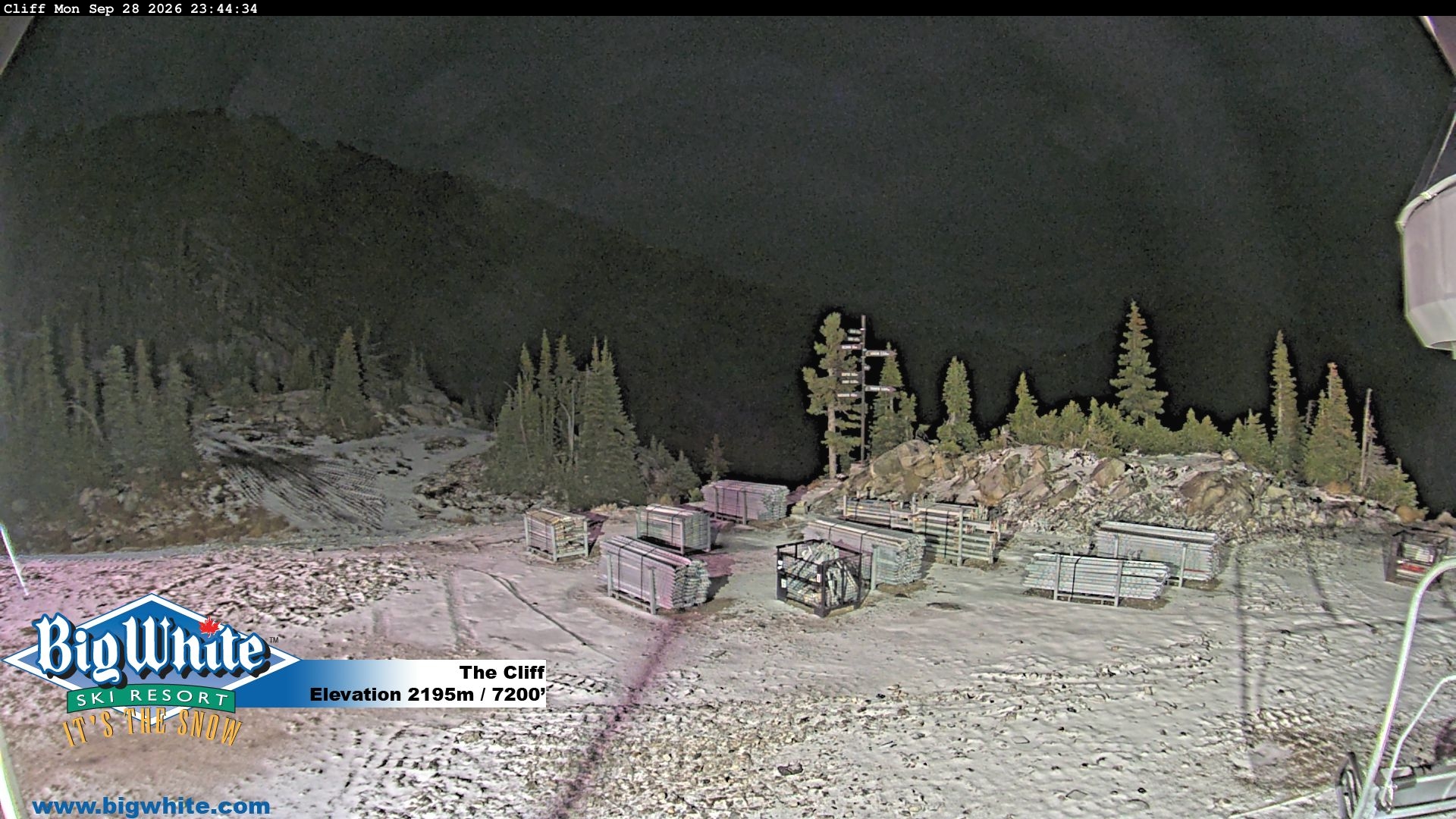Big White The Cliff snow cam captured at 28 September 2026 at 11:50 pm GMT-7