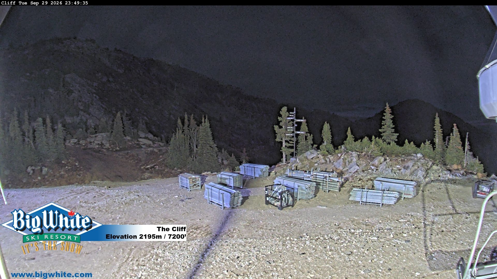 Big White The Cliff snow cam captured at 29 September 2026 at 11:59 pm GMT-7