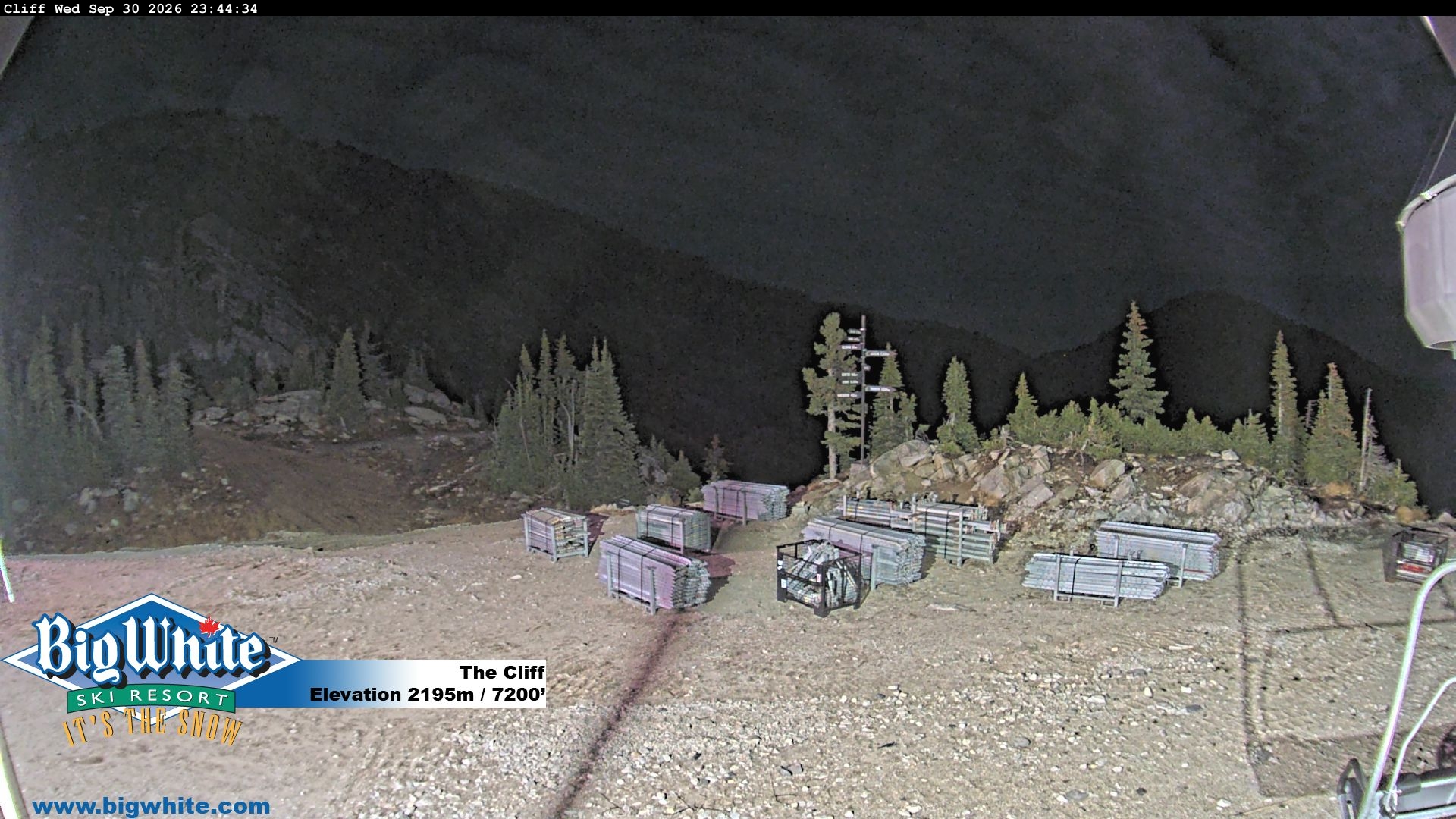 Big White The Cliff snow cam captured at 30 September 2026 at 11:50 pm GMT-7
