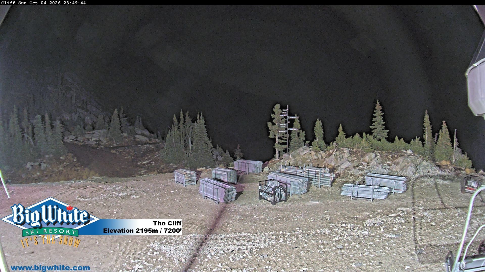 Big White The Cliff snow cam captured at 4 October 2026 at 11:51 pm GMT-7