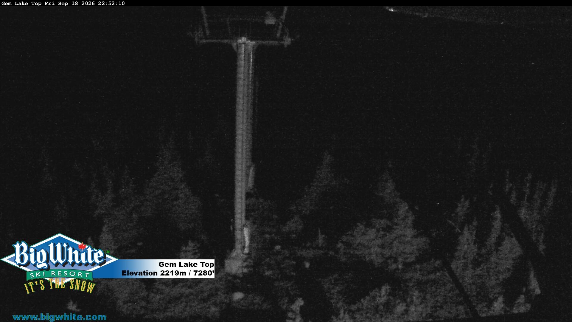 Big White Gem Lake Top snow cam captured at 18 September 2026 at 11:04 pm GMT-7