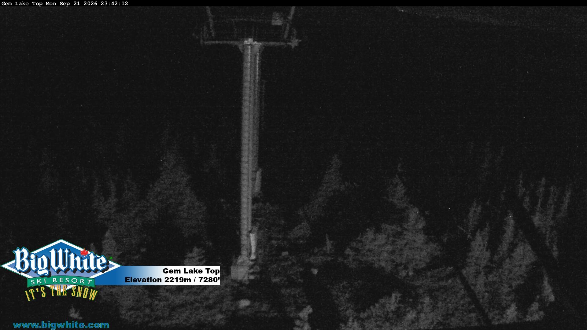 Big White Gem Lake Top snow cam captured at 21 September 2026 at 11:51 pm GMT-7