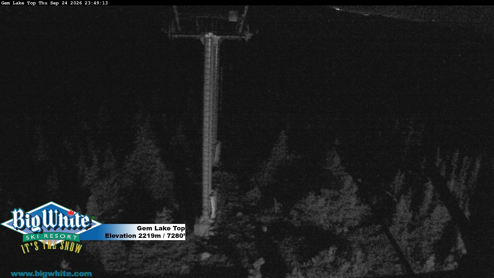 Big White Gem Lake Top snow cam captured at 24 September 2026 at 11:55 pm GMT-7