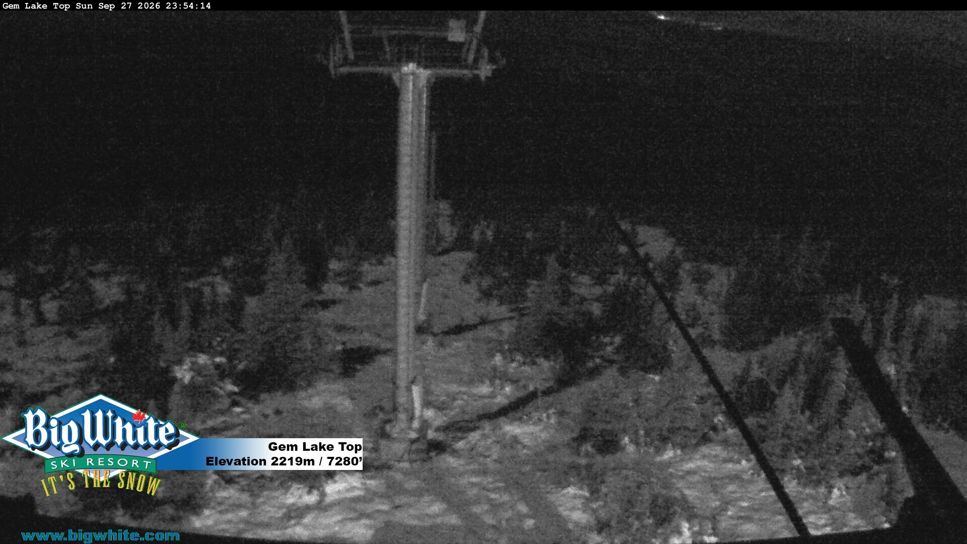 Big White Gem Lake Top snow cam captured at 27 September 2026 at 11:56 pm GMT-7