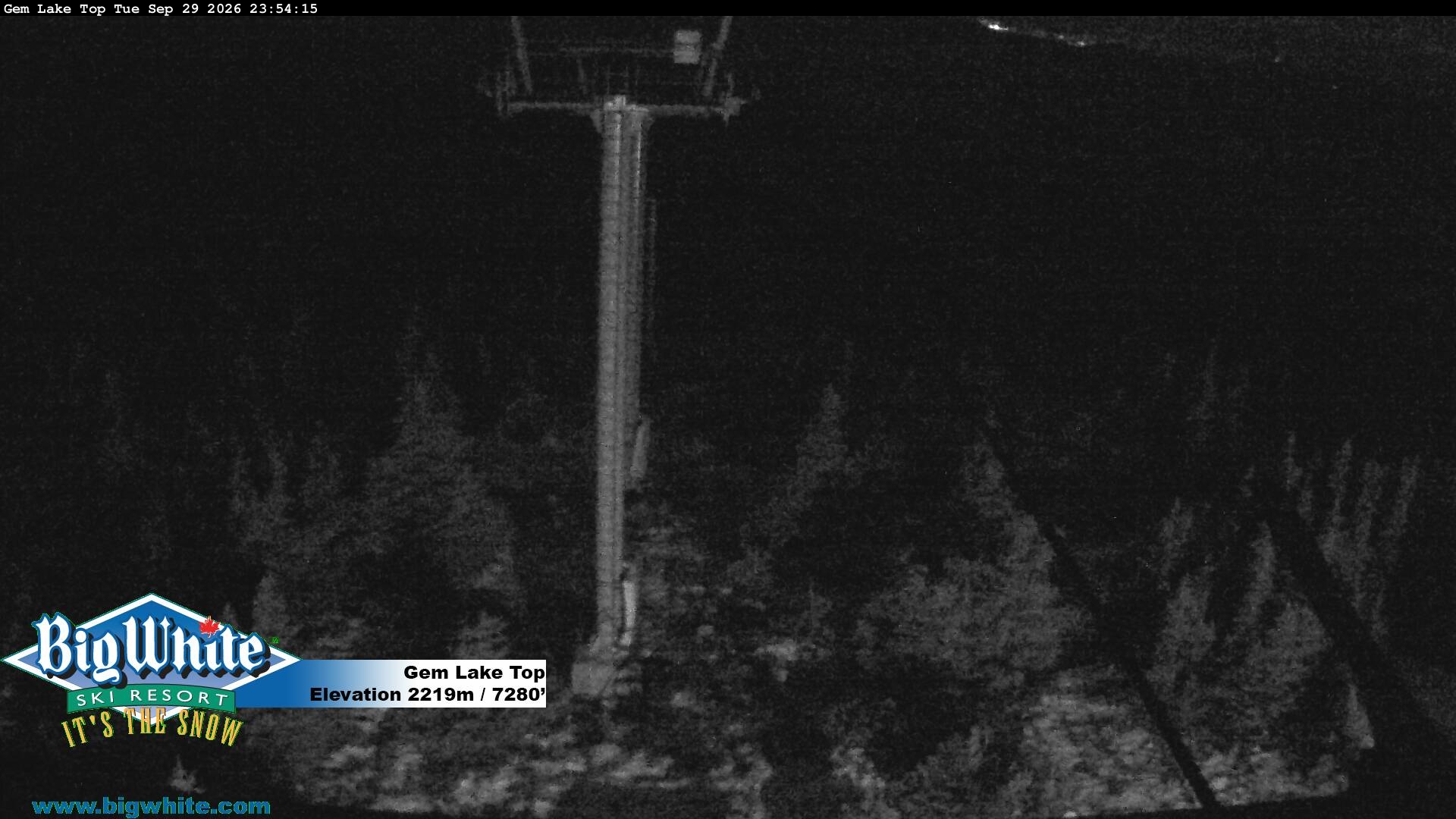 Big White Gem Lake Top snow cam captured at 29 September 2026 at 11:59 pm GMT-7