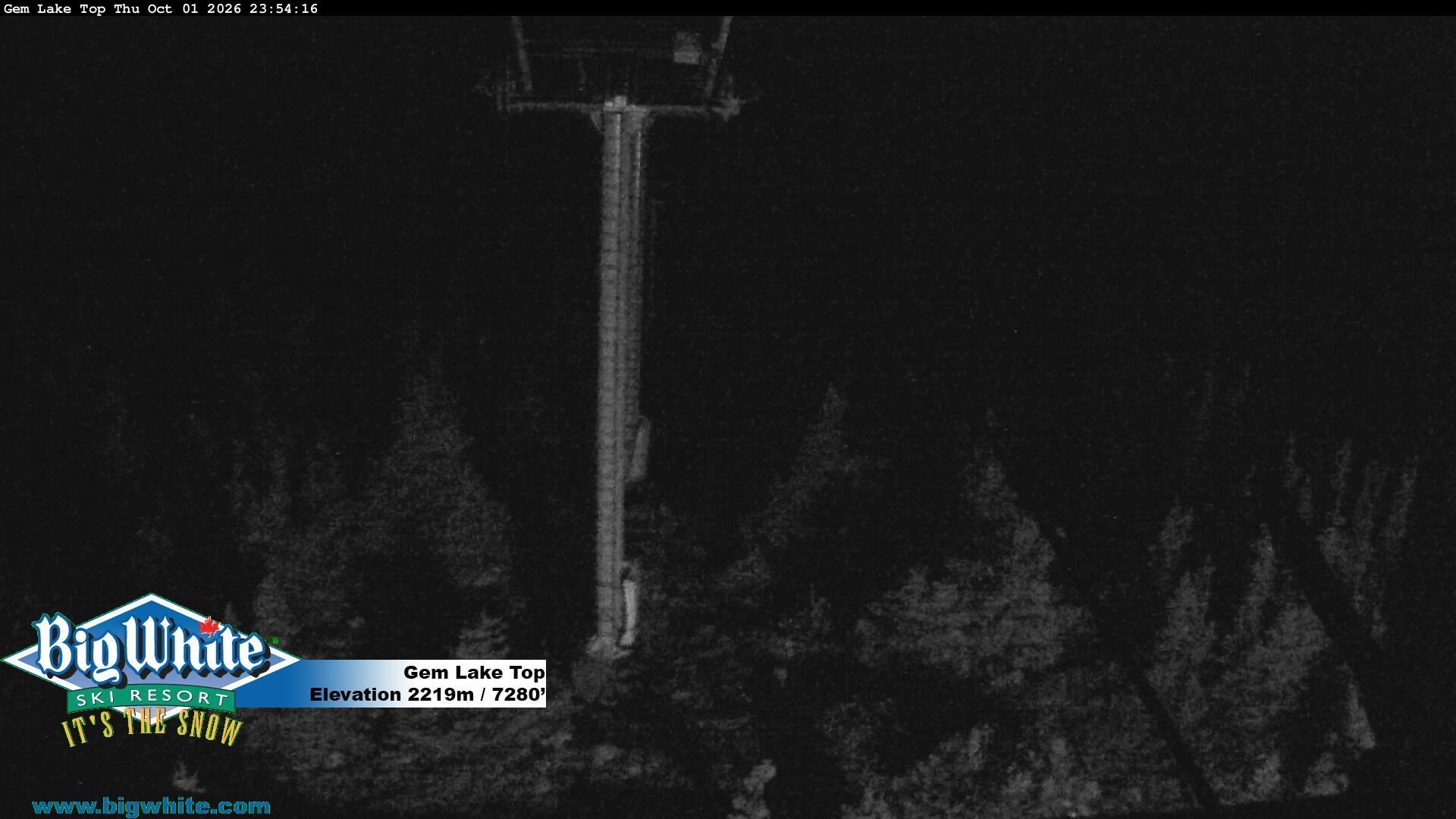 Big White Gem Lake Top snow cam captured at 1 October 2026 at 11:58 pm GMT-7