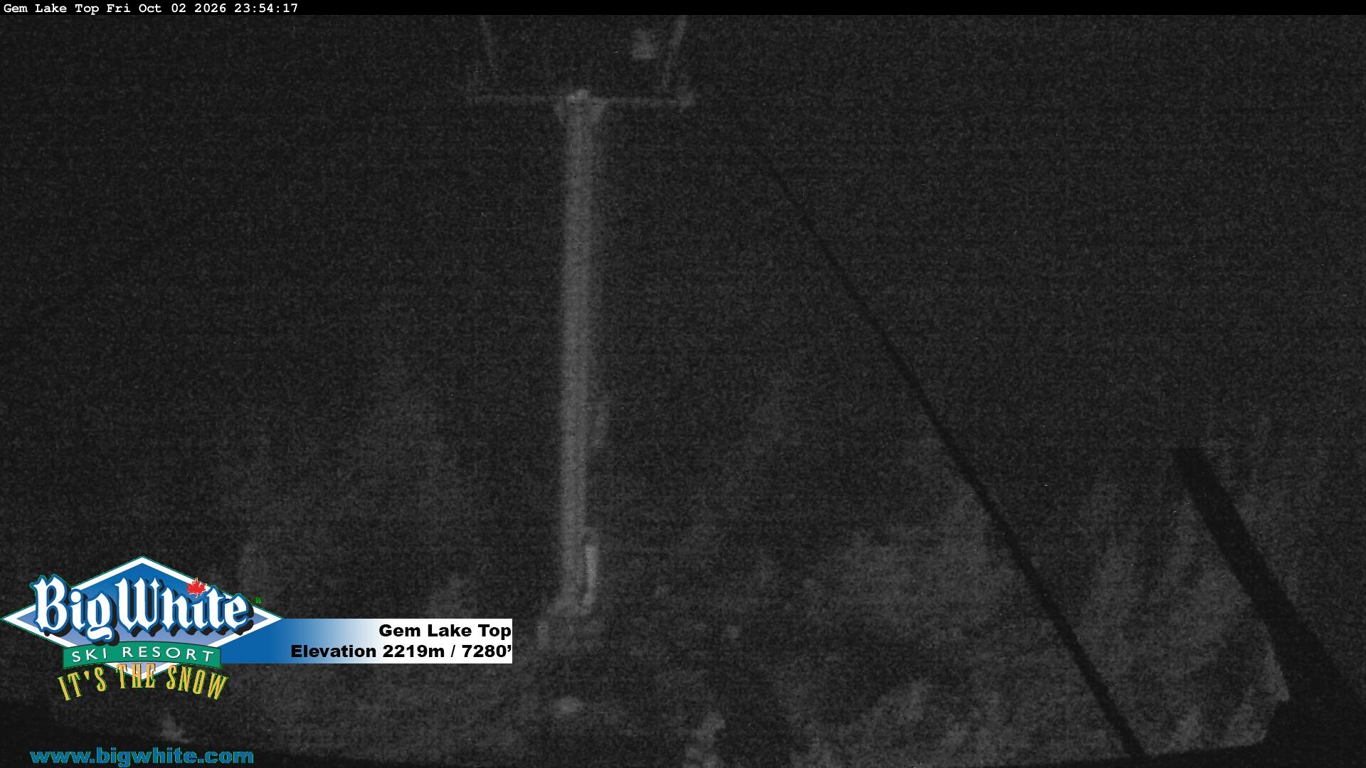 Big White Gem Lake Top snow cam captured at 2 October 2026 at 11:59 pm GMT-7