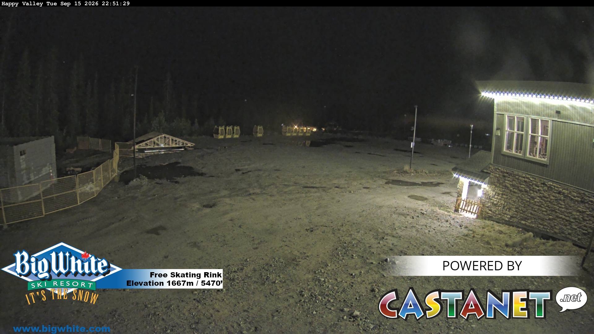 Big White Happy Valley snow cam captured at 15 September 2026 at 10:58 pm GMT-7