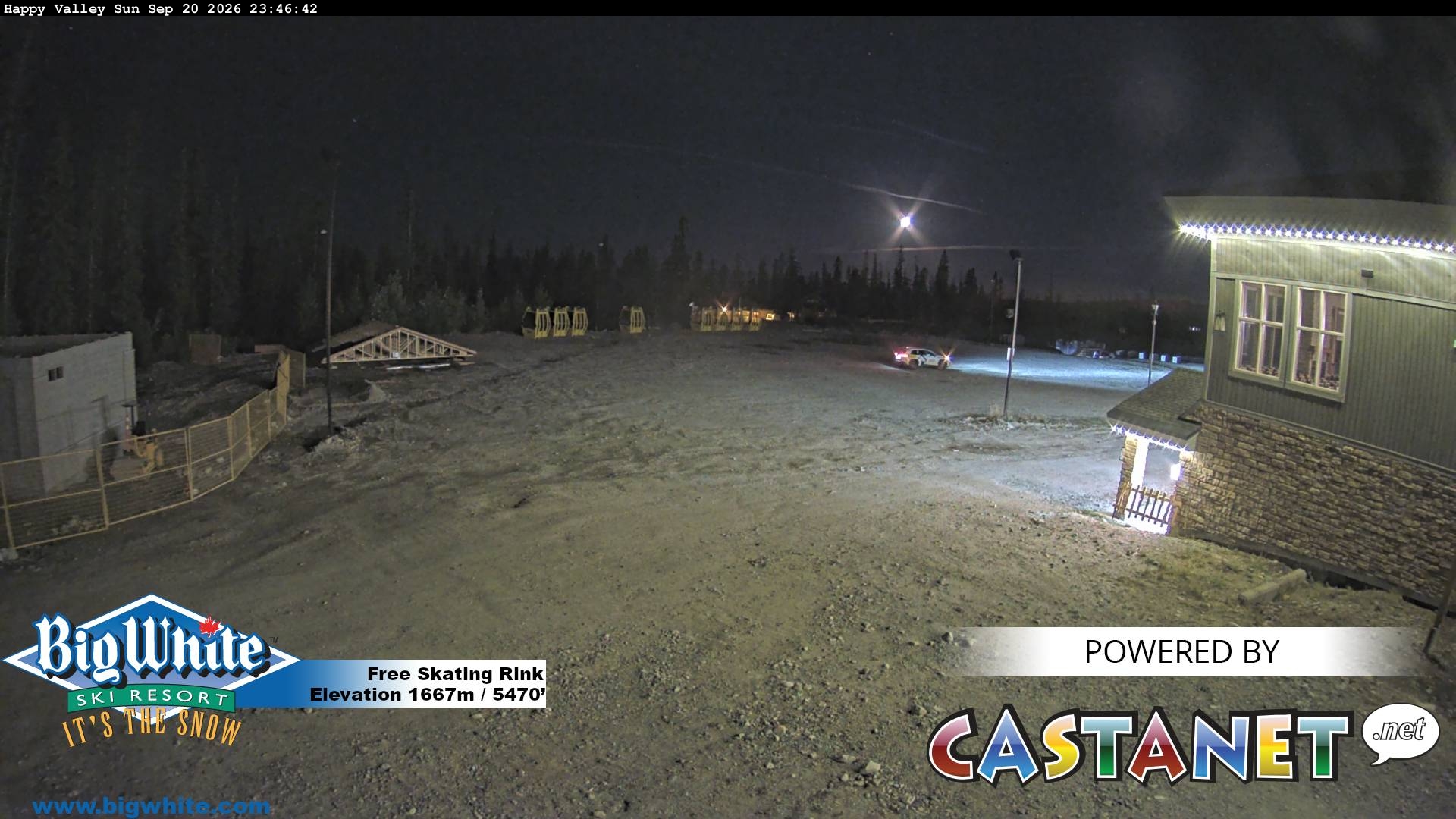 Big White Happy Valley snow cam captured at 20 September 2026 at 11:51 pm GMT-7