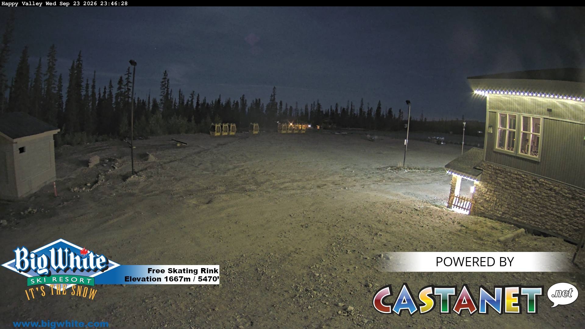 Big White Happy Valley snow cam captured at 23 September 2026 at 11:53 pm GMT-7