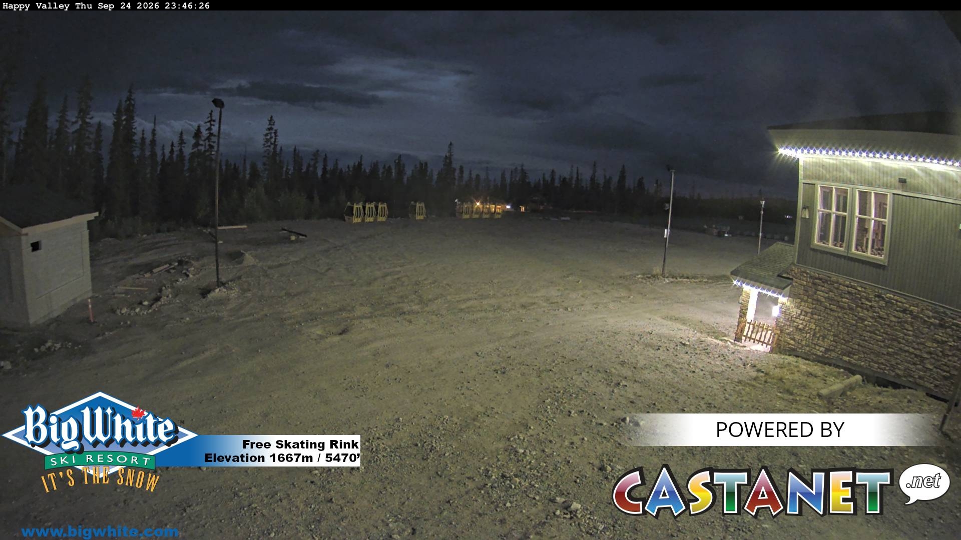 Big White Happy Valley snow cam captured at 24 September 2026 at 11:55 pm GMT-7