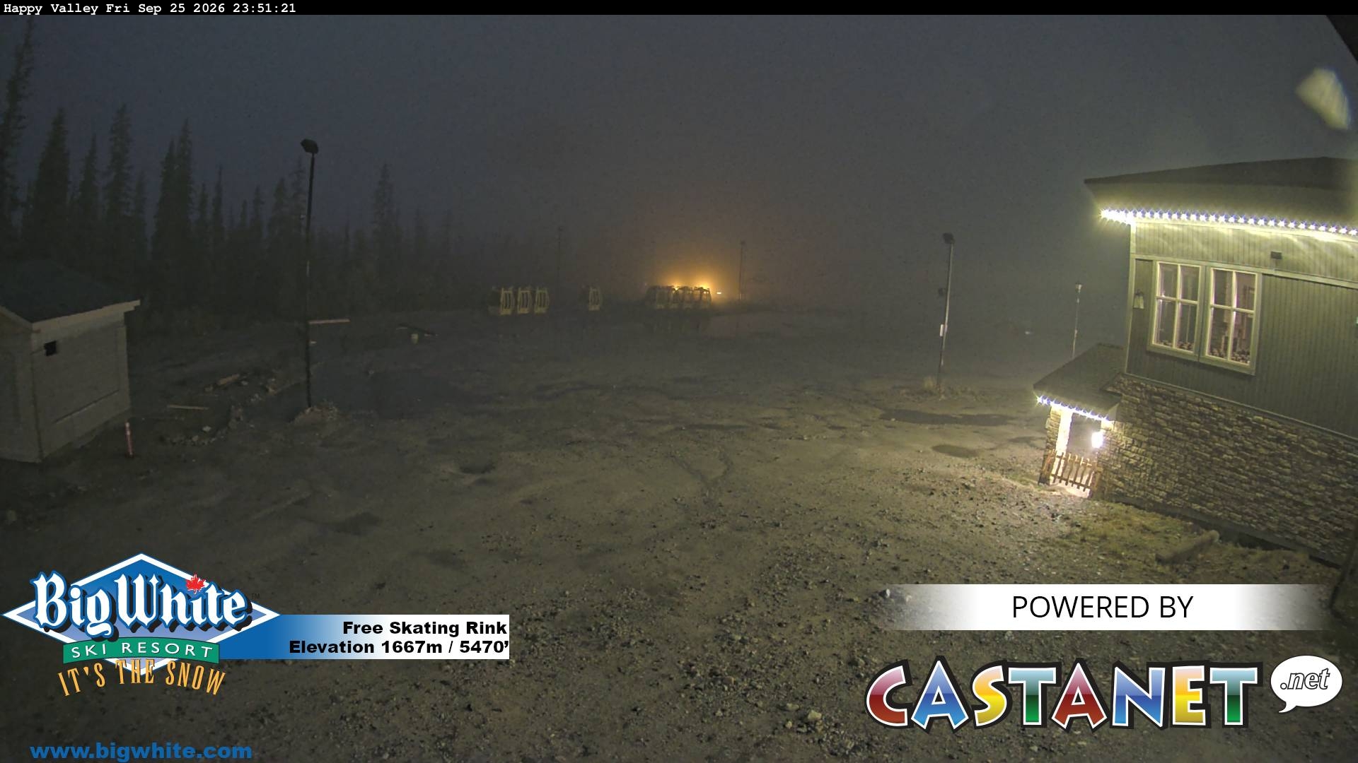 Big White Happy Valley snow cam captured at 25 September 2026 at 11:56 pm GMT-7