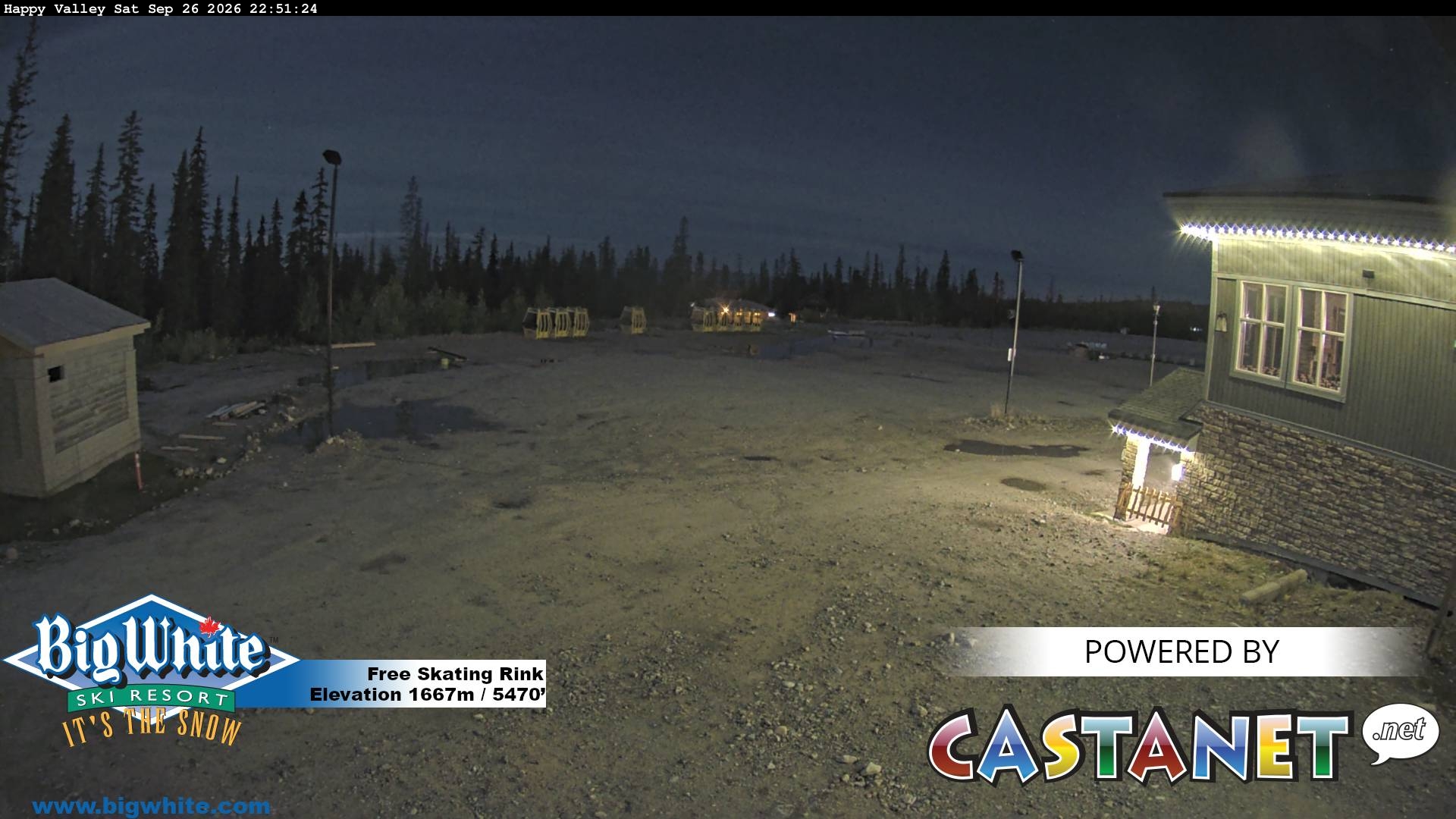 Big White Happy Valley snow cam captured at 26 September 2026 at 10:58 pm GMT-7