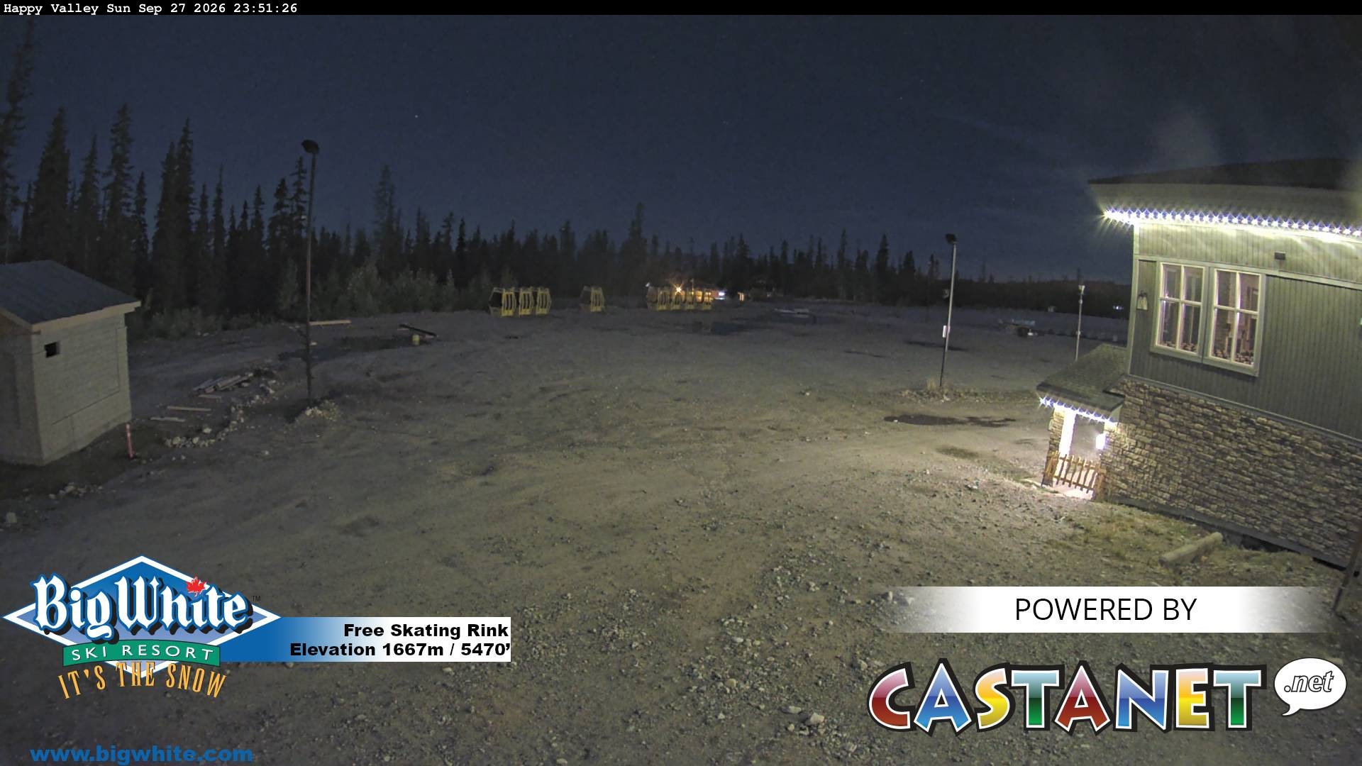 Big White Happy Valley snow cam captured at 27 September 2026 at 11:56 pm GMT-7