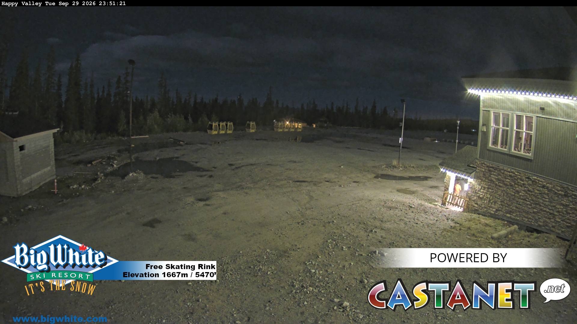 Big White Happy Valley snow cam captured at 29 September 2026 at 11:59 pm GMT-7