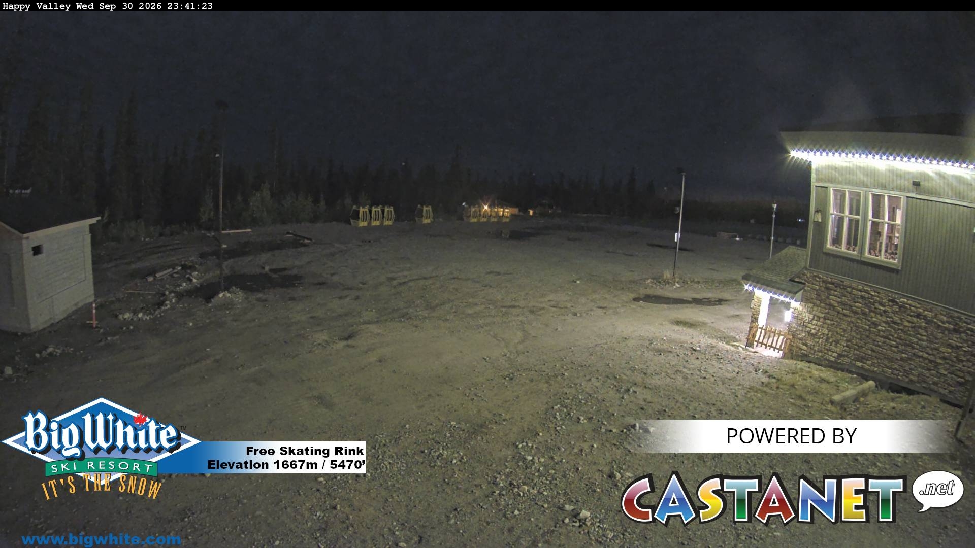 Big White Happy Valley snow cam captured at 30 September 2026 at 11:50 pm GMT-7