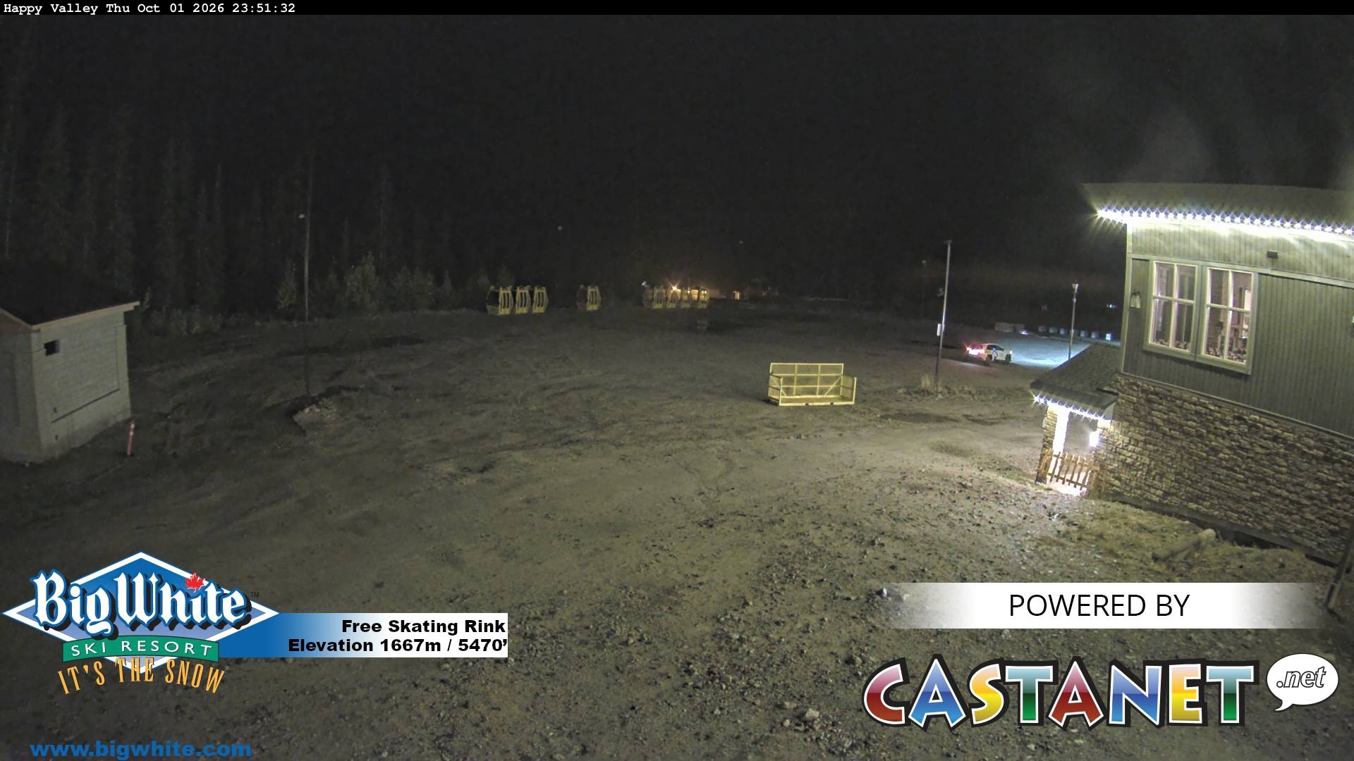 Big White Happy Valley snow cam captured at 1 October 2026 at 11:58 pm GMT-7