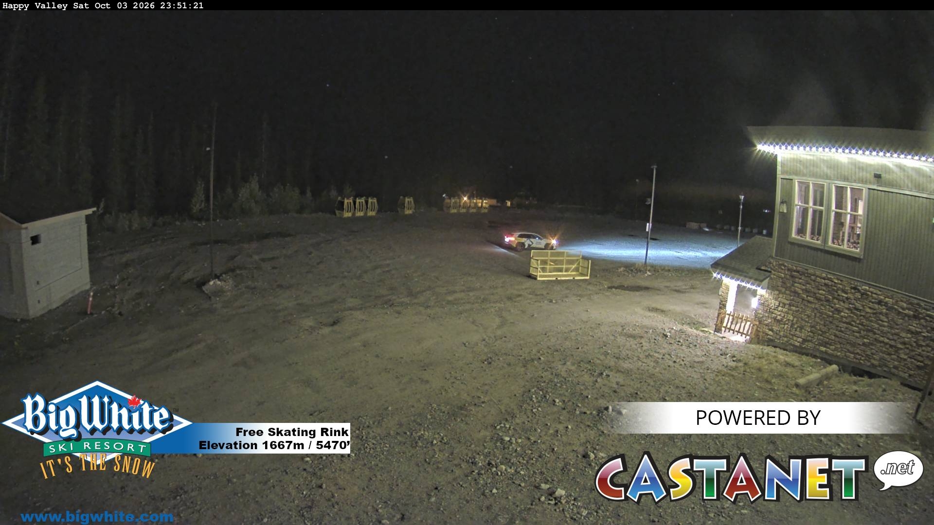 Big White Happy Valley snow cam captured at 3 October 2026 at 11:59 pm GMT-7