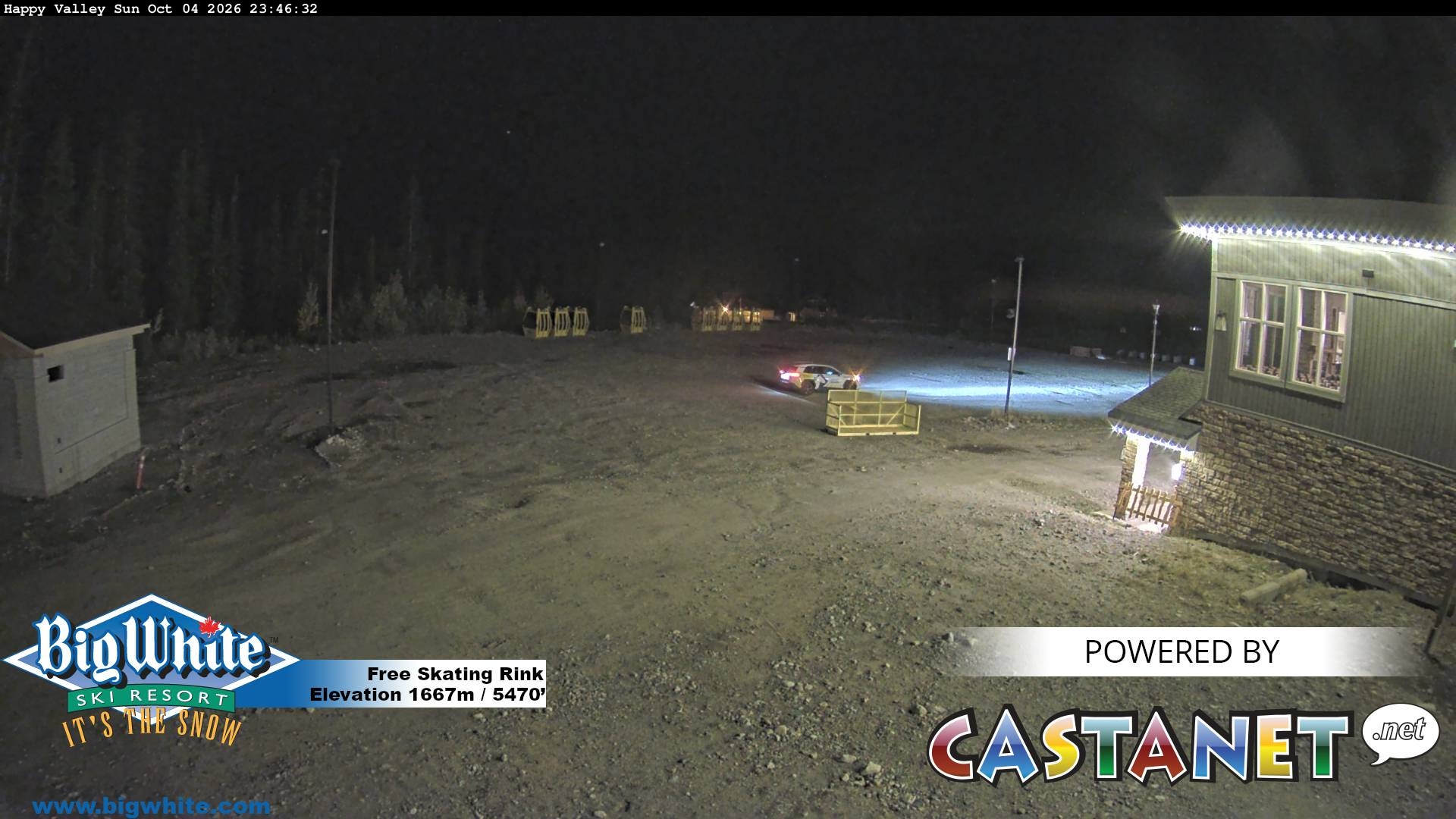 Big White Happy Valley snow cam captured at 4 October 2026 at 11:51 pm GMT-7