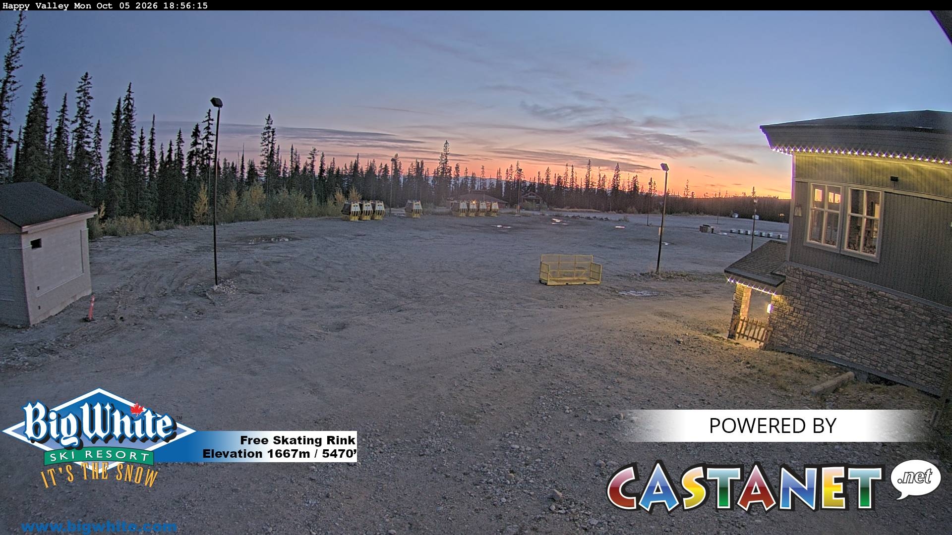 Big White Happy Valley snow cam captured at 5 October 2026 at 7:05 pm GMT-7