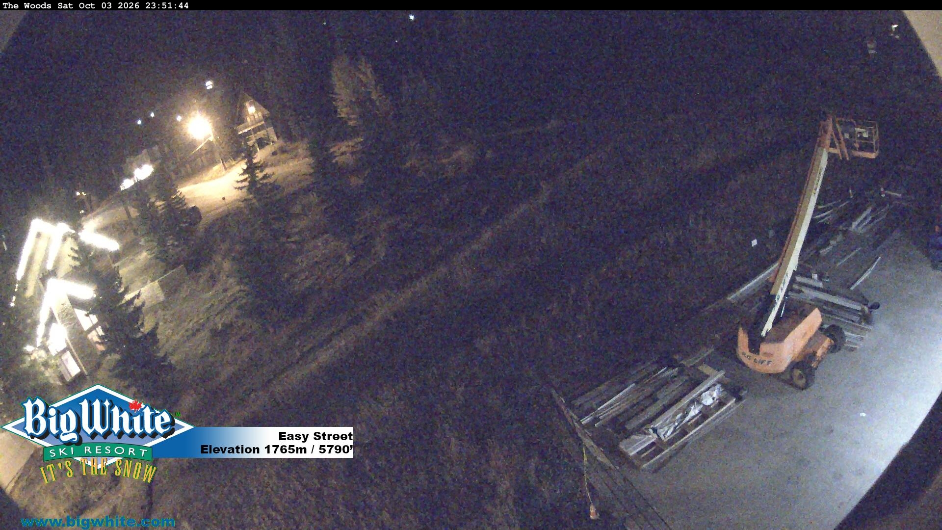 Big White Easy Street snow cam captured at 3 October 2026 at 11:59 pm GMT-7